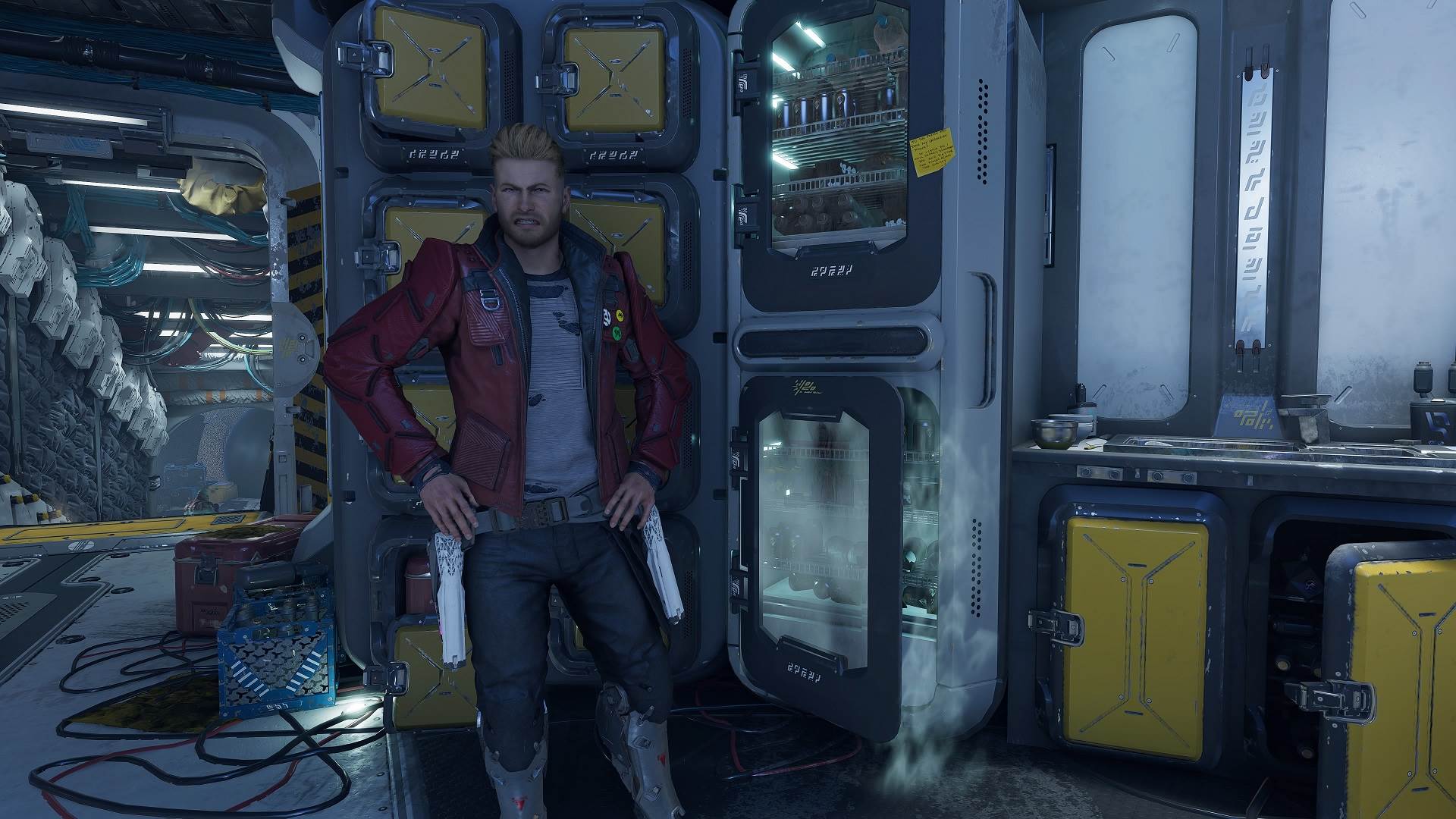 استار لرد در کنار یخچال در بازی Guardians of the Galaxy