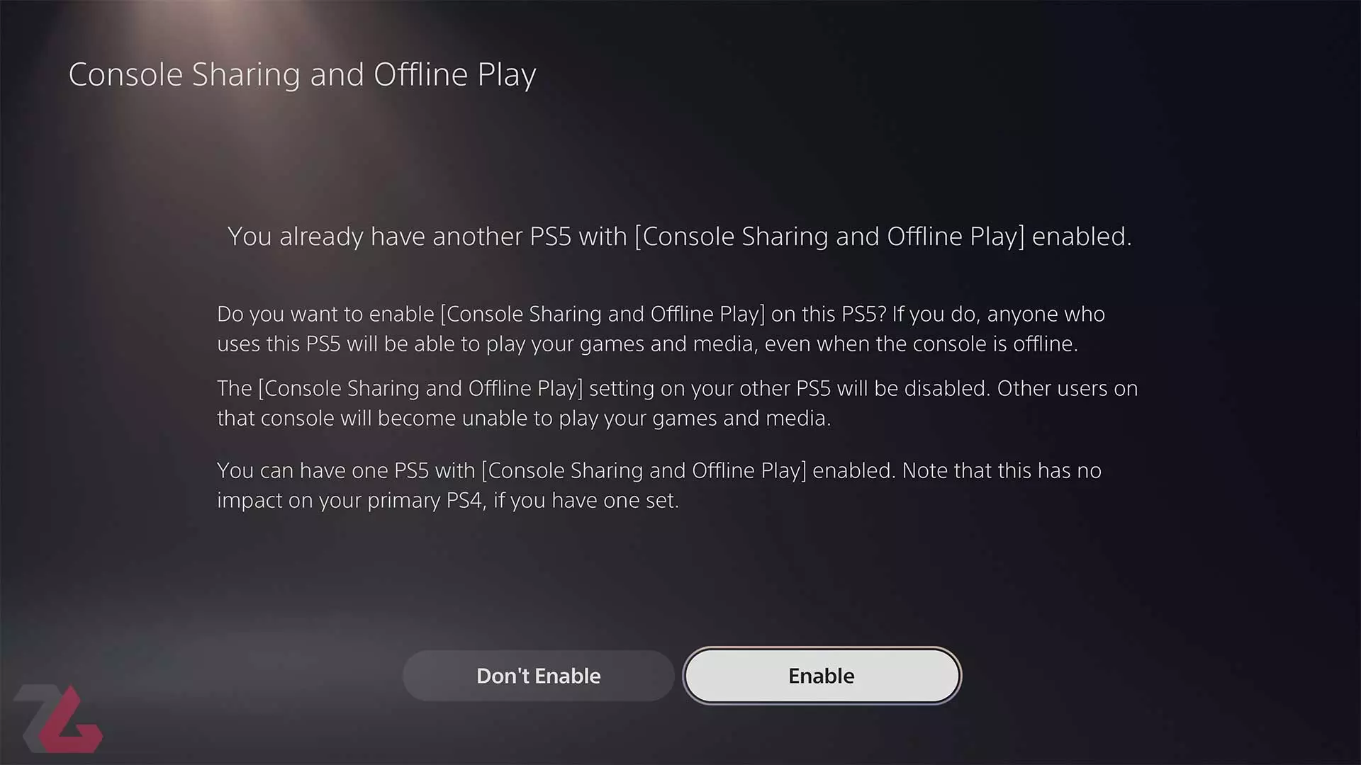 فعال کردن گزینه Console Sharing and Offline Play برای اکانت پلی استیشن در کنسول PS5 سونی