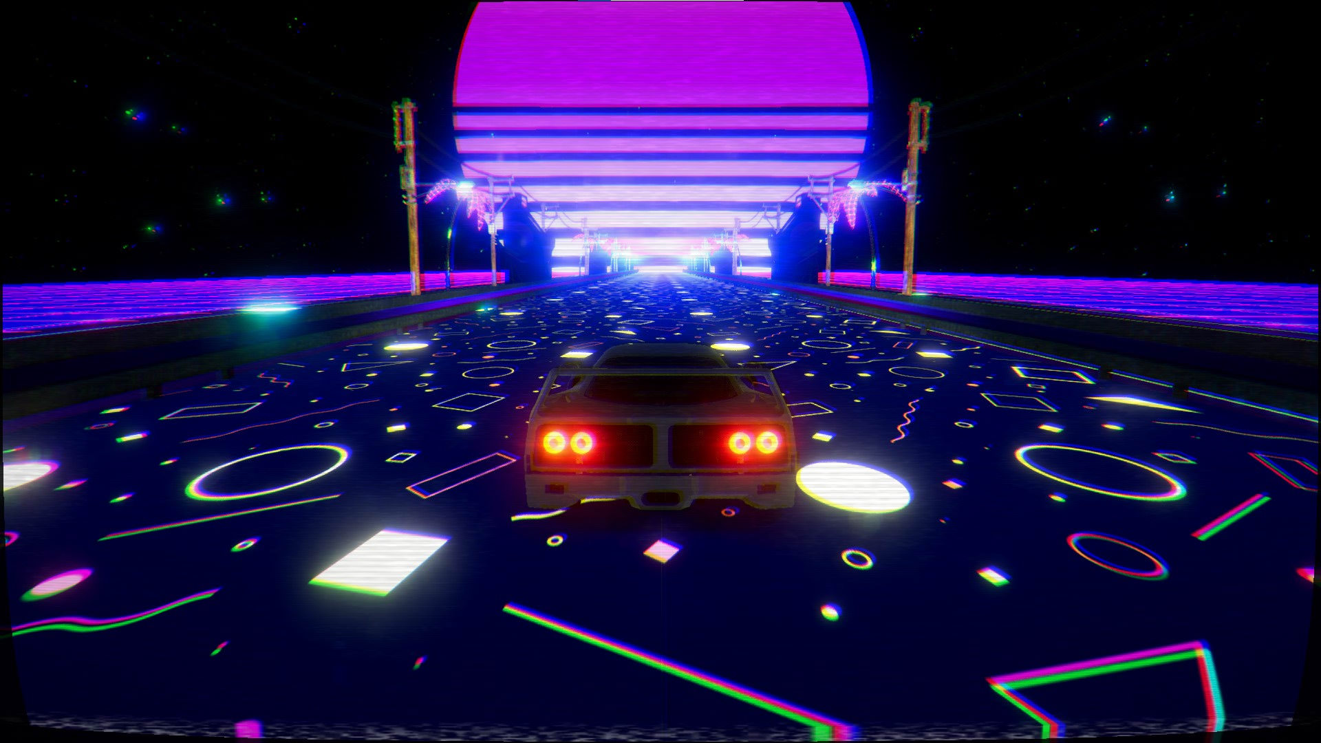رانندگی در دنیای نئونی بازی Retrowave