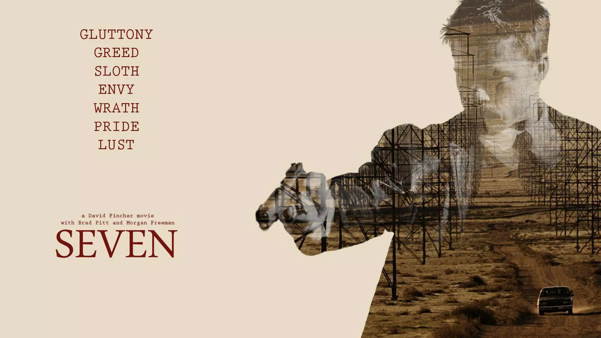 پوستر فیلم Se7en با حضور برد پیت و مورگان فریمن