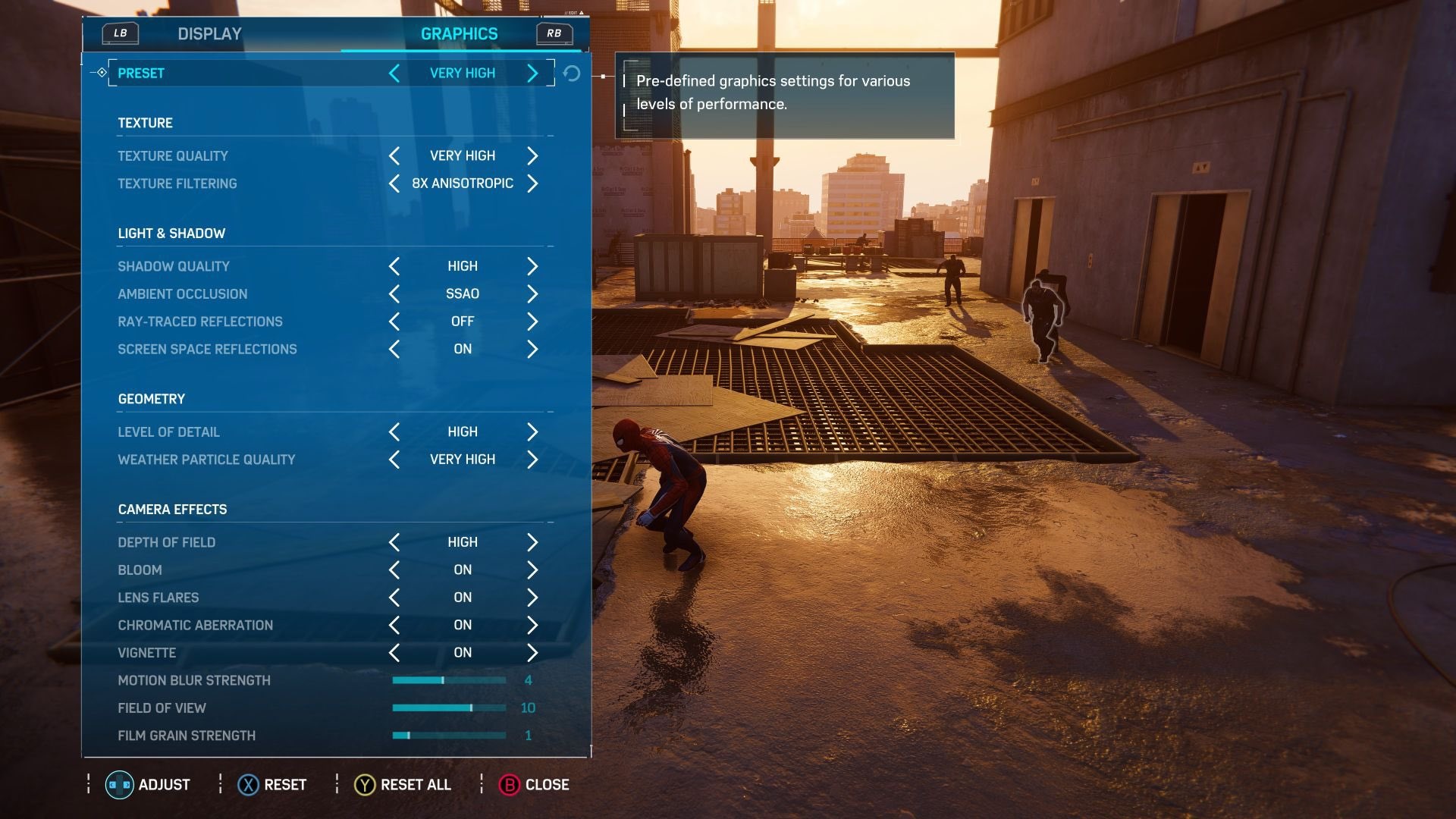 نمایش تنظیمات گرافیکی در تصویر فاش شده نسخه پی سی بازی Marvel's Spider-Man