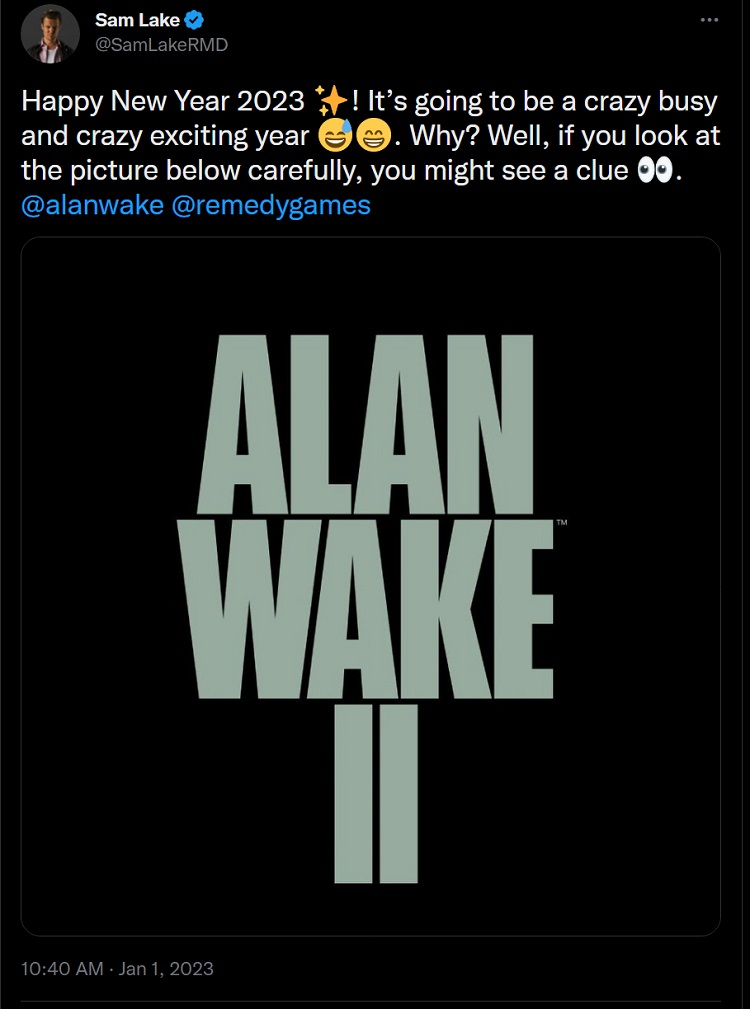 توییت سام لیک درباره انتشار اخبار Alan Wake 2 در سال 2023