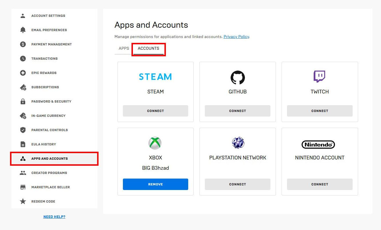 لینک کردن حساب کاربری به اکانت اپیک گیمز