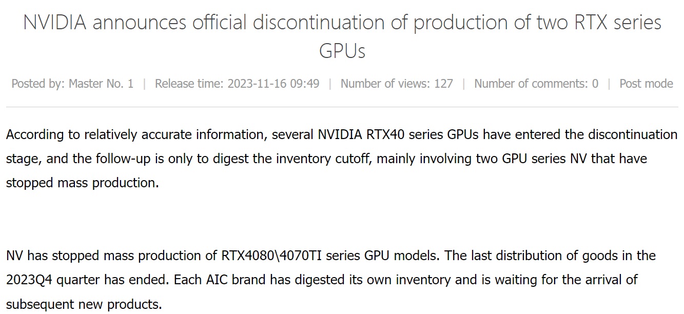 توقف تولید کارت های گرافیک Nvidia