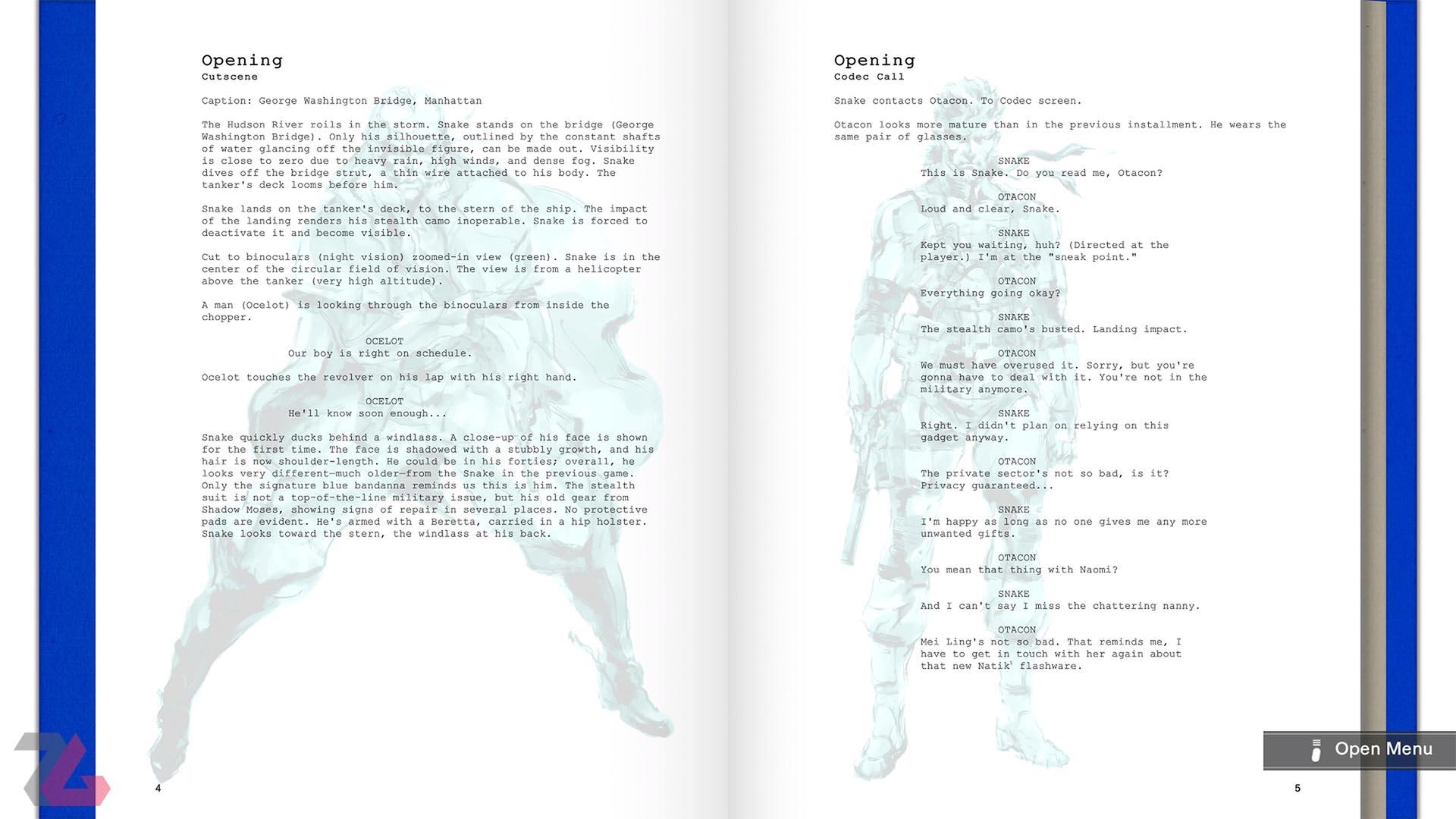 بخش Screenplay بازی متال گیر سالید در Metal Gear Solid: Master Collection