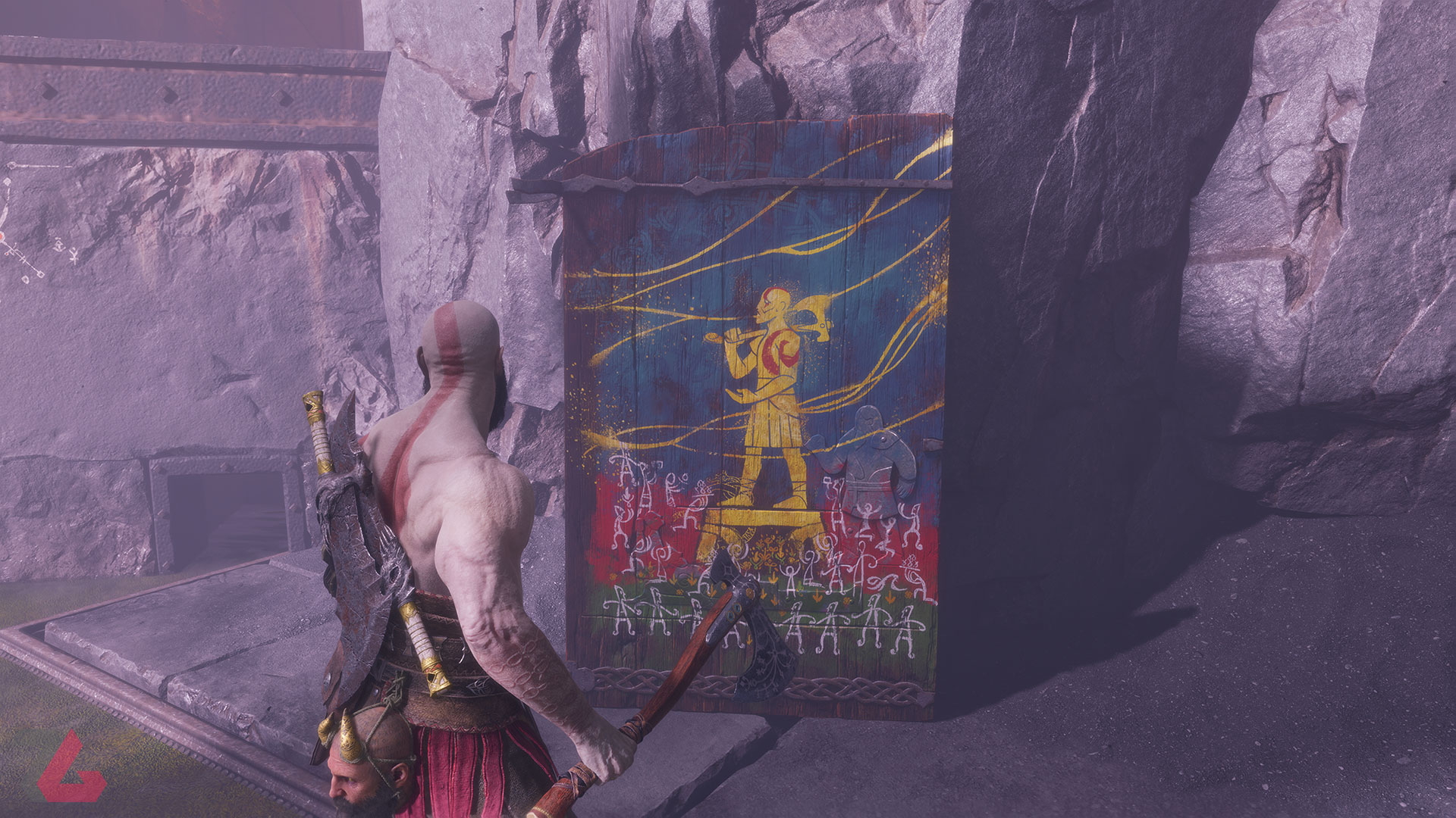 کریتوس در حال نقاشی خدای جنگ راگناروک والهالا