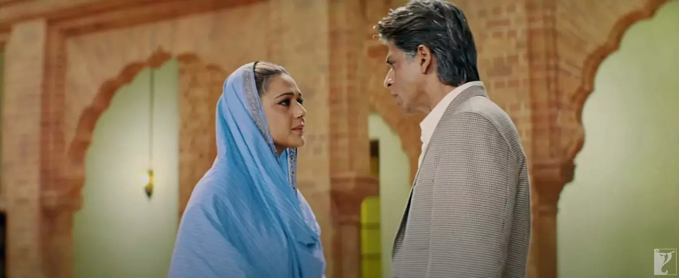 شاهرخ خان و پریتی زینتا با گریم افراد مسن در فیلم ویر زارا
