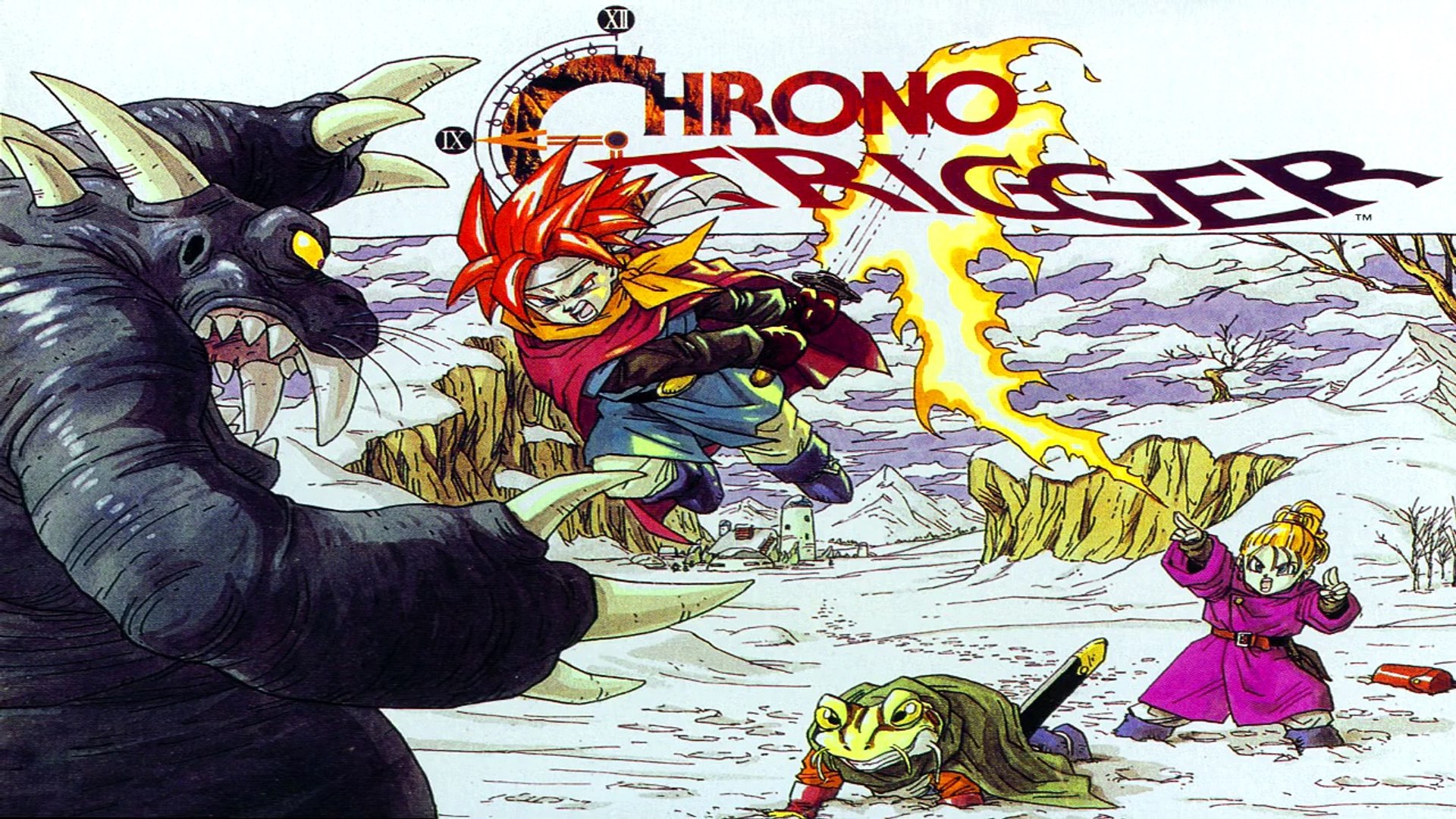شخصیت‌های بازی Chrono Trigger در حال مبارزه با هیولا