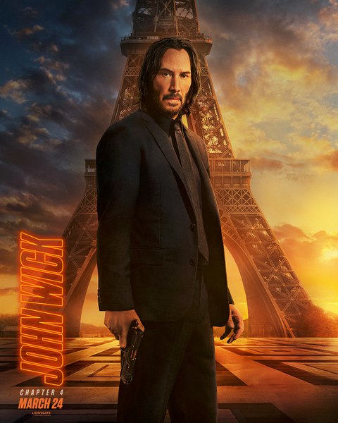 جان ویک با بازی کیانو ریوز در برابر برج ایفل در پوستر جدید فیلم John Wick: Chapter 4