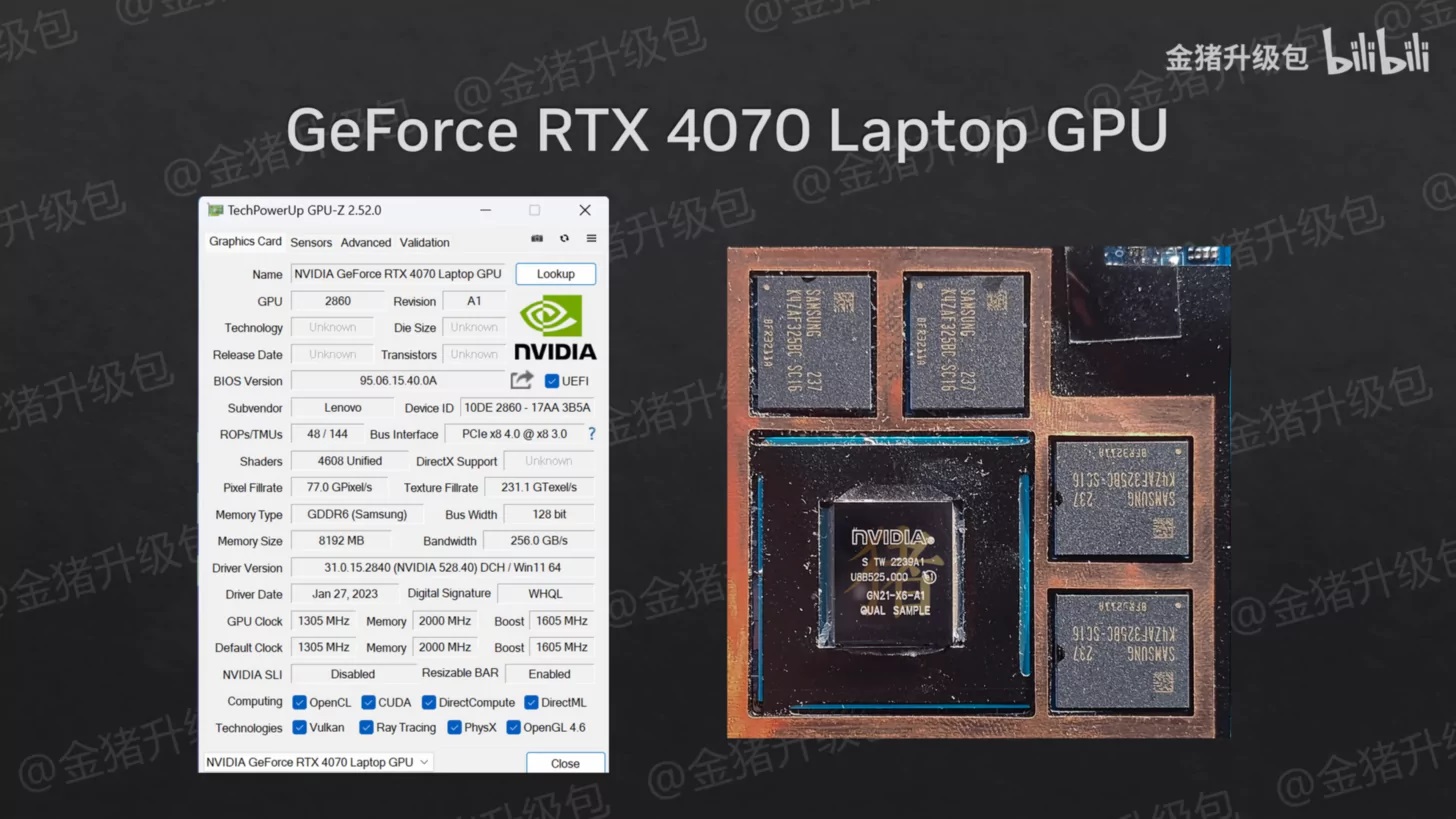 تصاویری از پردازنده‌های گرافیکی میان‌رده لپ‌تاپ GeForce RTX 40