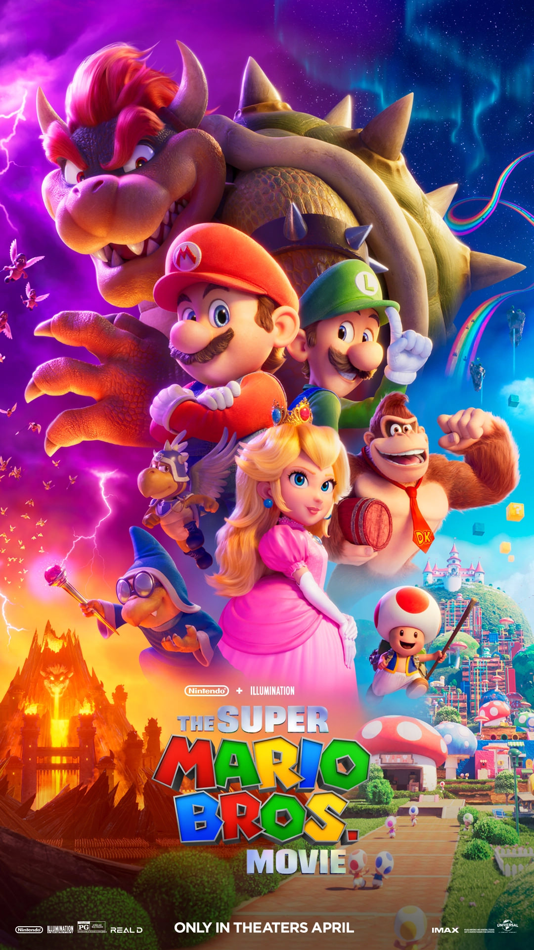 جمع آوری شخصیت های پوستر رسمی انیمیشن The Super Mario Bros.  فیلم سینما