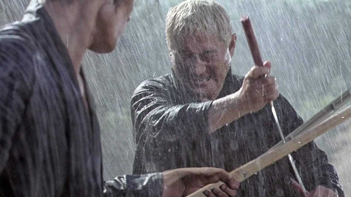 باران شدید در فیلم Zatoichi (شمشیرزن نابینا: زاتوایچی)، محصول سال ۲۰۰۳ میلادی