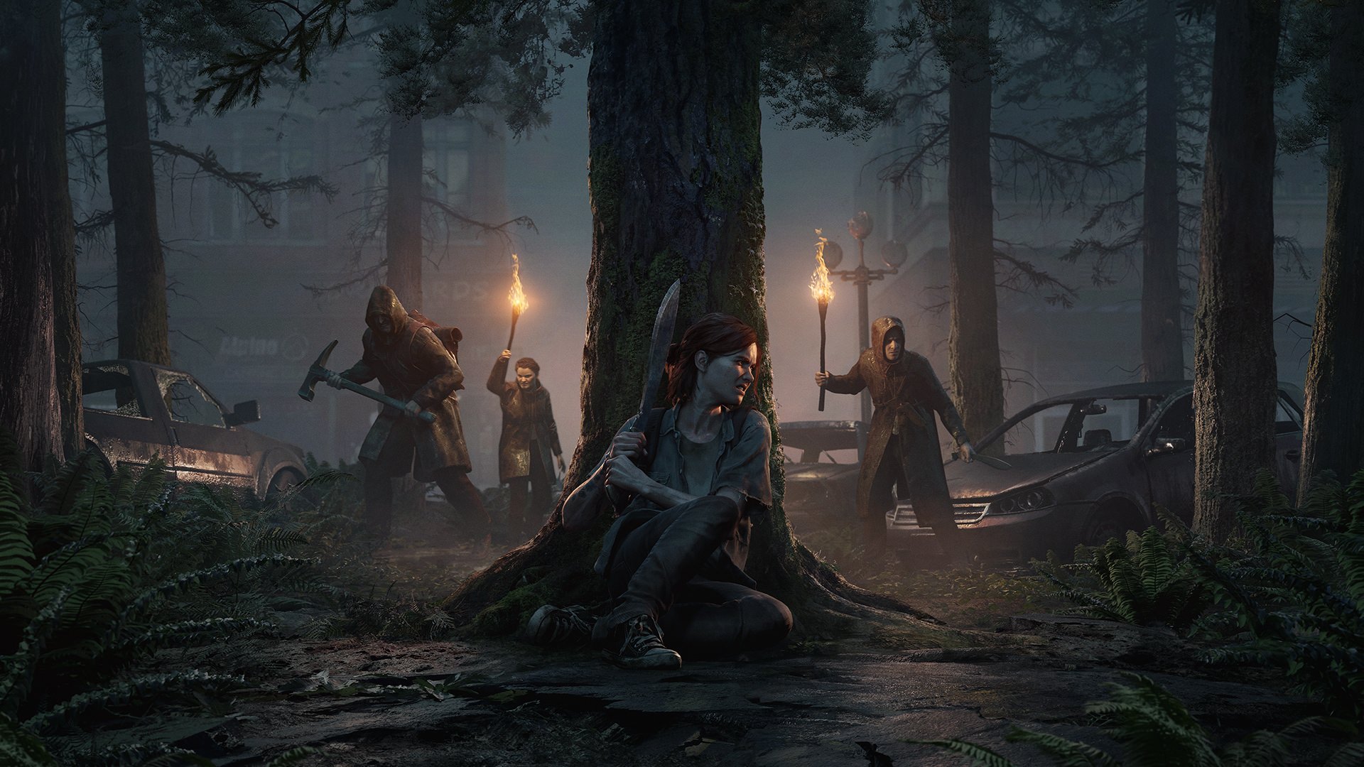 پنهان‌شدن الی پشت درخت در بازی The Last of Us Part 2 
