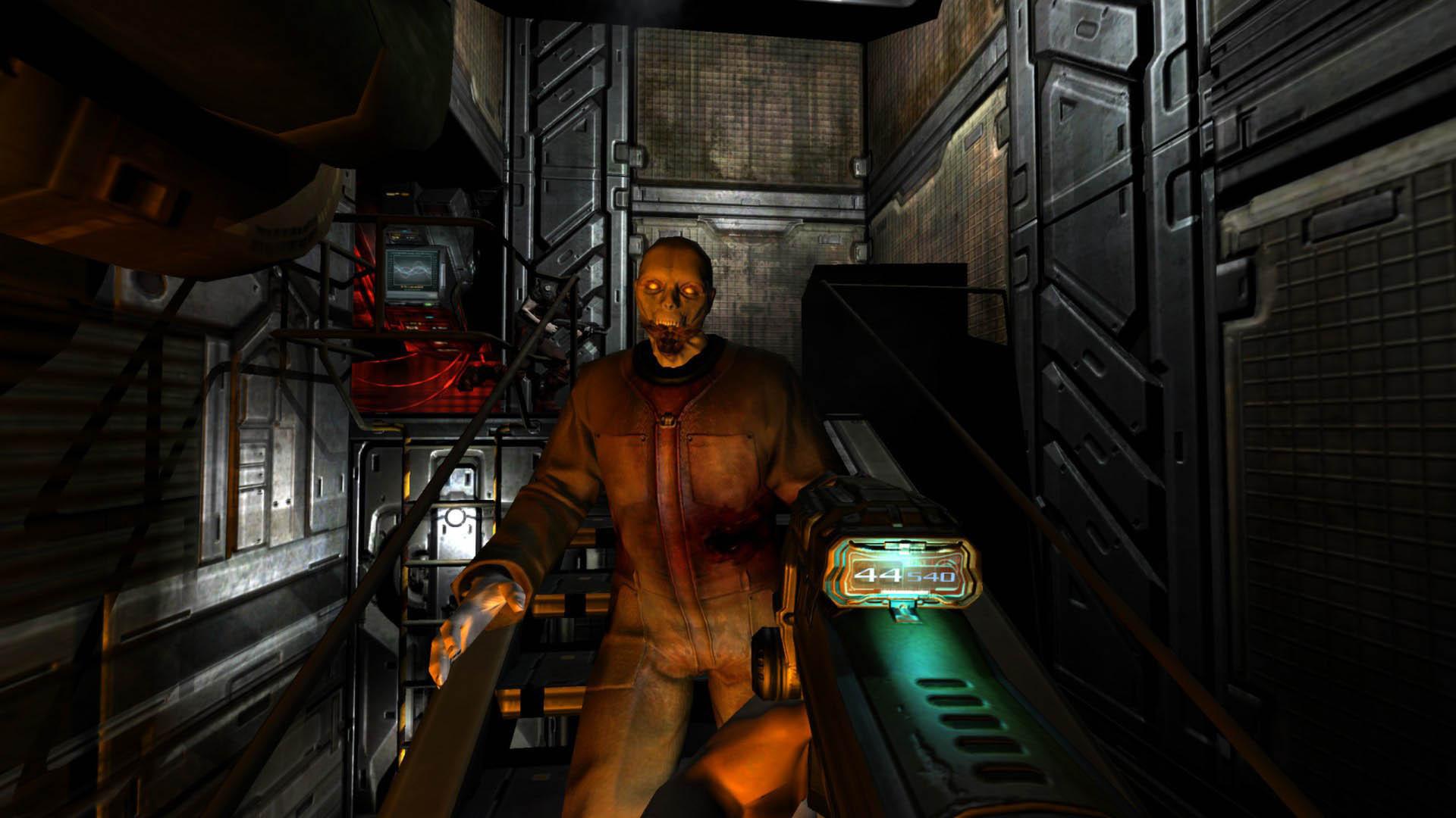 مبارزه با زامبی در بازی Doom 3