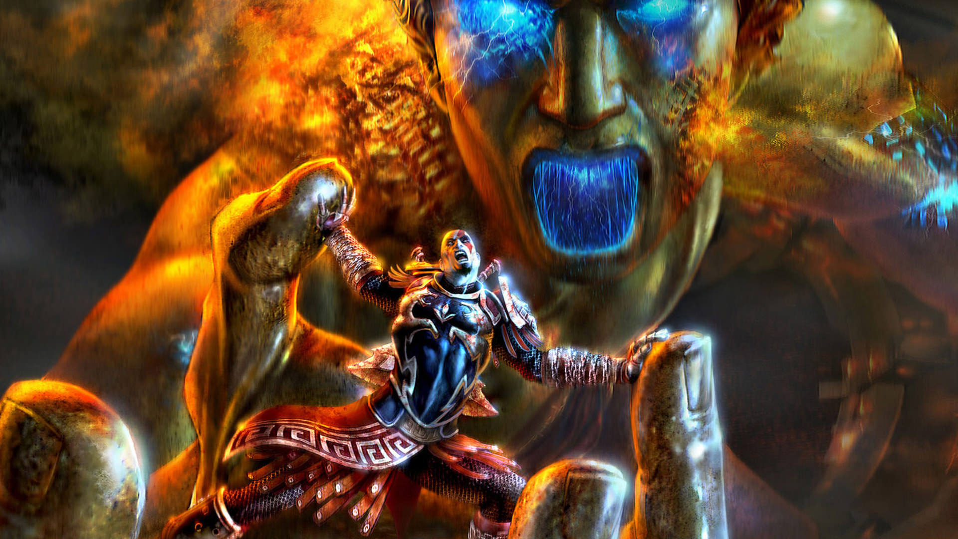 مبارزه کریتوس و مجسمه در بازی خدای جنگ ۲