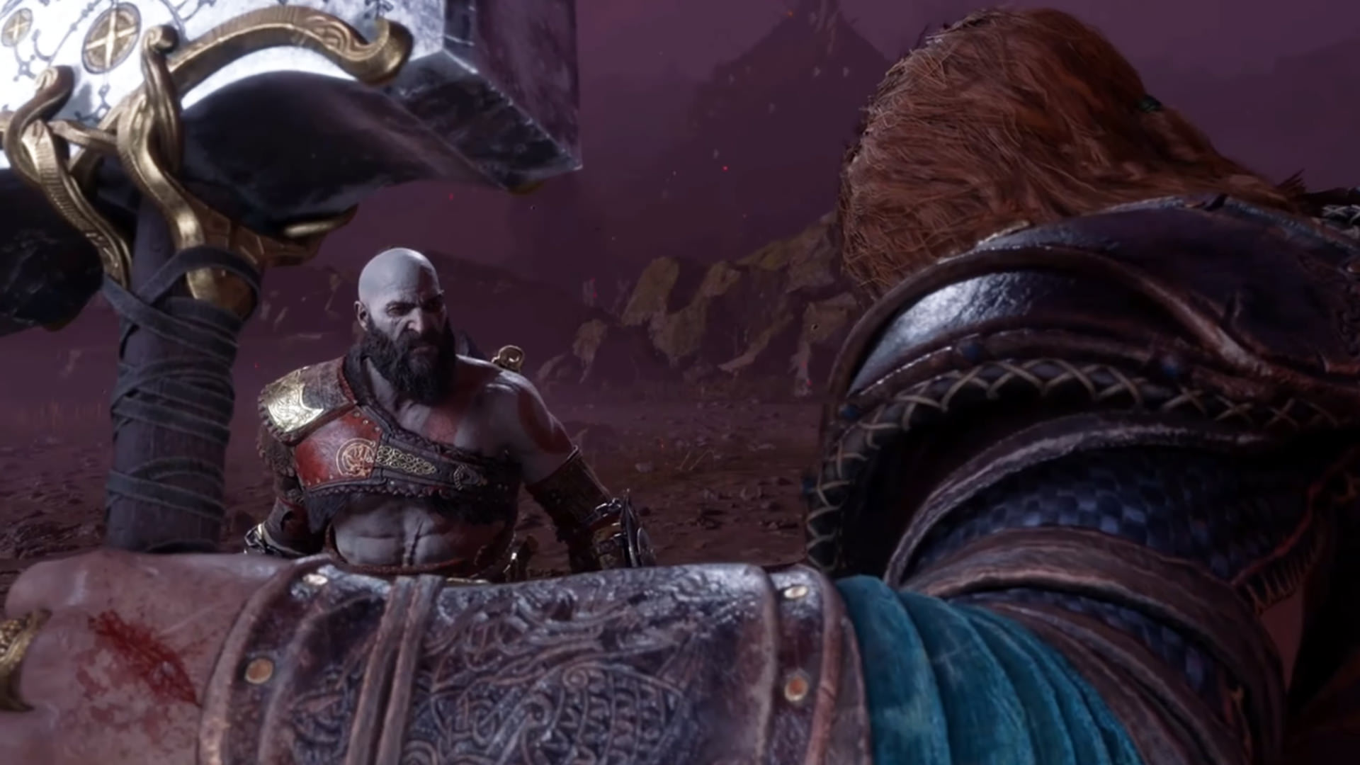 کریتوس به ثور رحم می‌کند بازی God of War Ragnarok