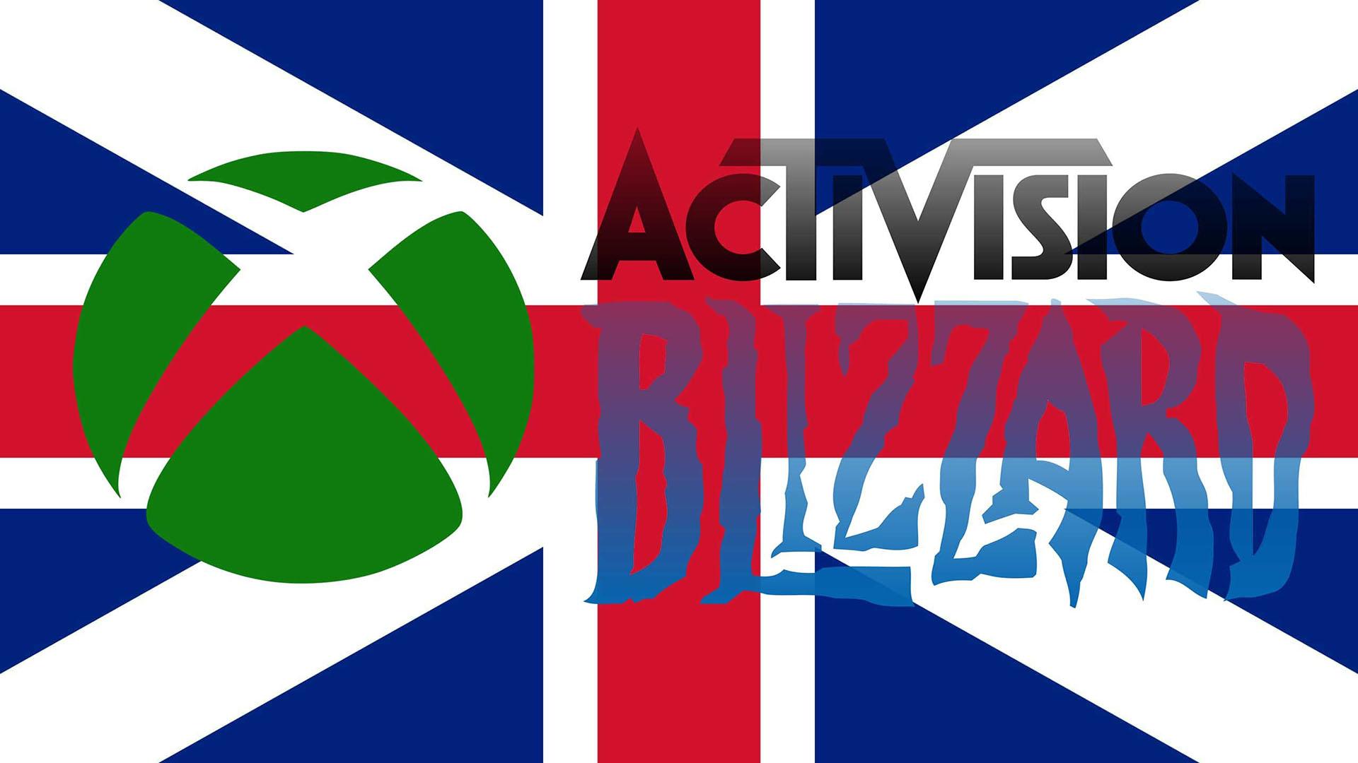 لوگوی ایکس باکس و اکتیویژن بلیزارد در کنار پرچم بریتانیا
