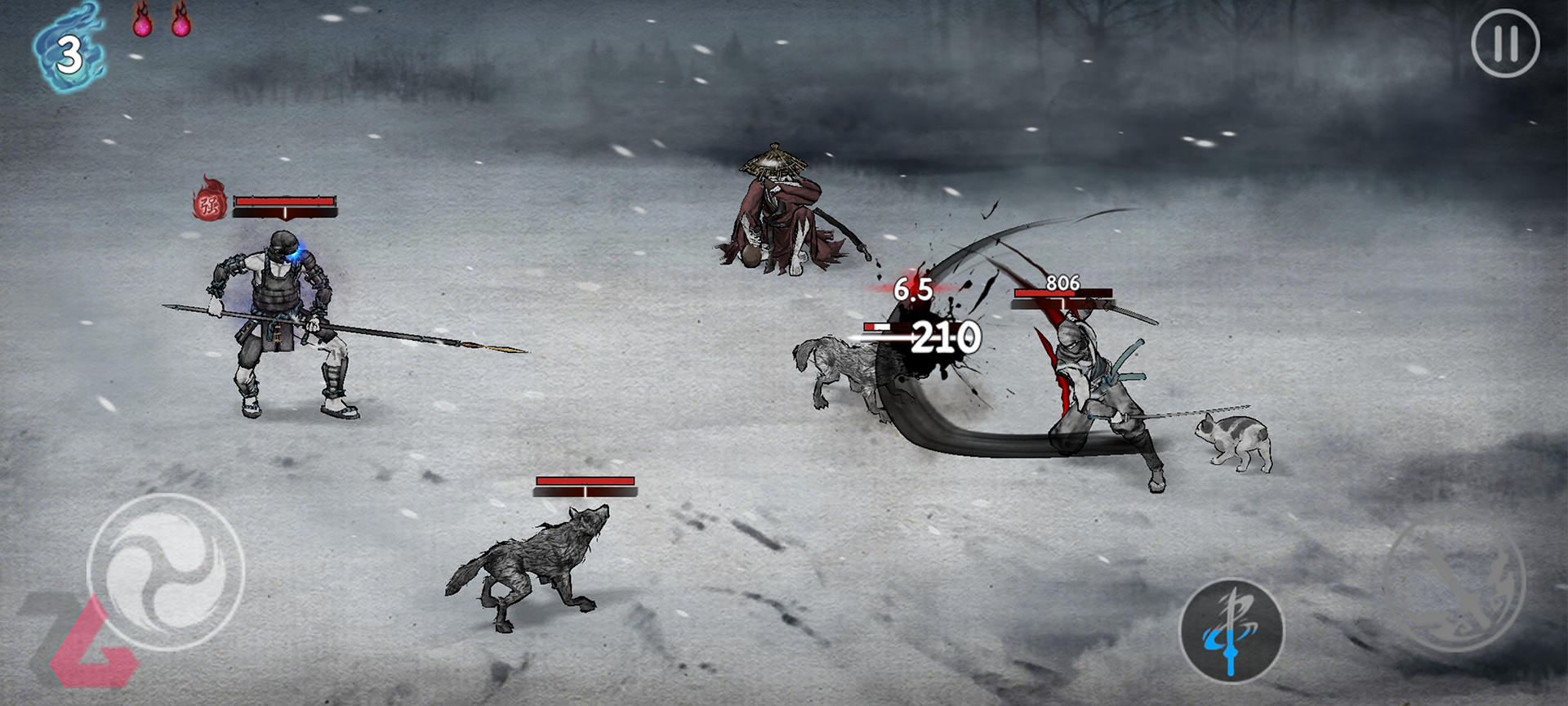 مبارزات با گرگ‌ها و سربازان دشمن در بازی Ronin: The Last Samurai