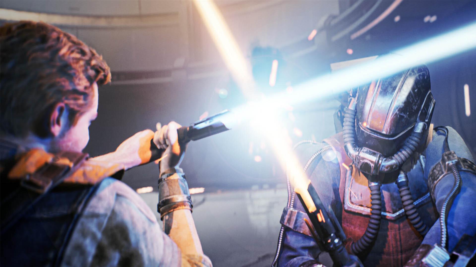 کل کسیس با یک شمشیر نوری در Star Wars Jedi: Survivor مبارزه می کند
