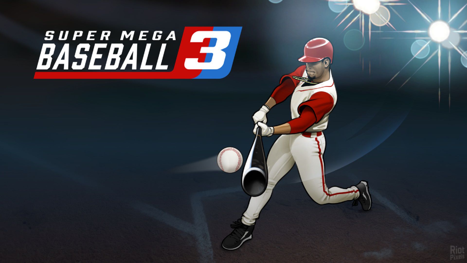یک بازیکن بیسبال در حال ضربه به توپ در Super Mega Baseball 3