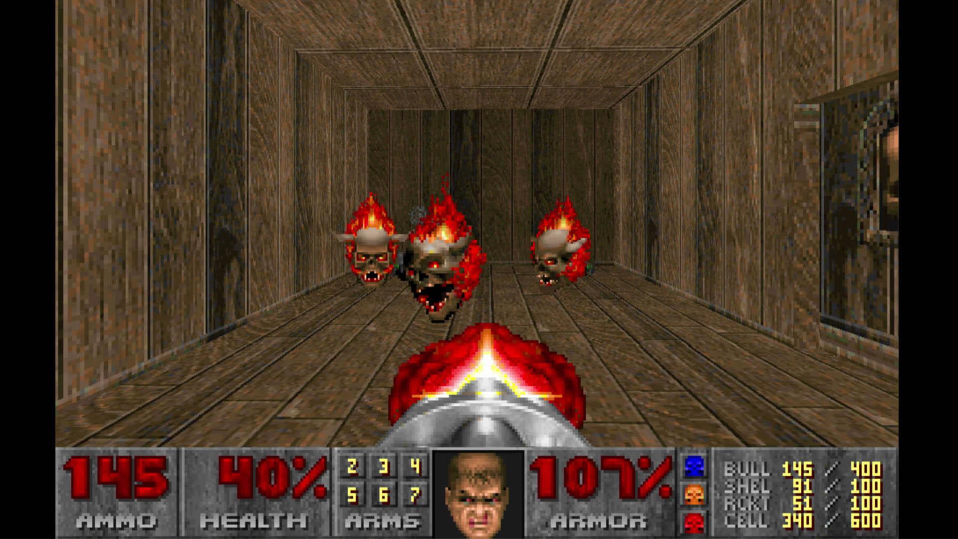 شلیک به Lost Soulها در بازی The Ultimate Doom