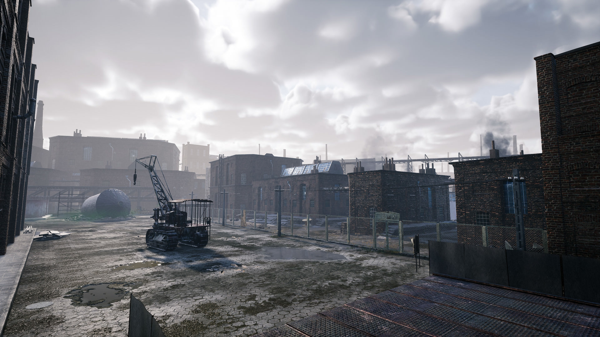 محیط صنعتی و جرثقیل زرهی در بازی WW2 Rebuilder
