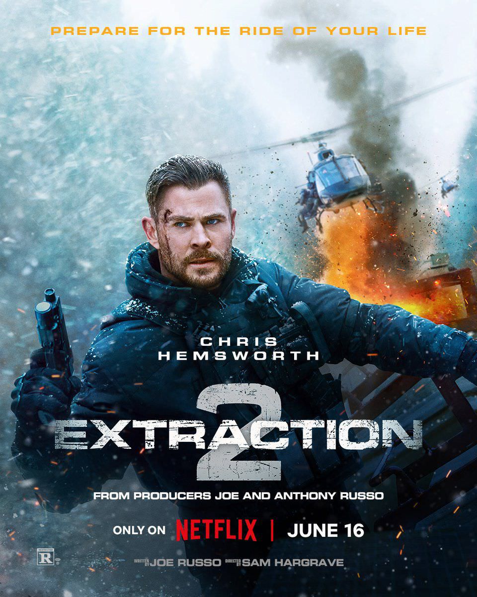هلیکوپتر در تعقیب کریس همسورث در پوستر جدید فیلم Extraction 2