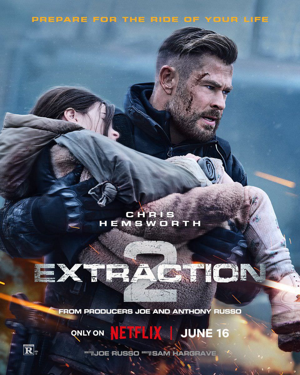 کریس همسورث در حال نجات یک دختر بچه در پوستر جدید فیلم Extraction 2