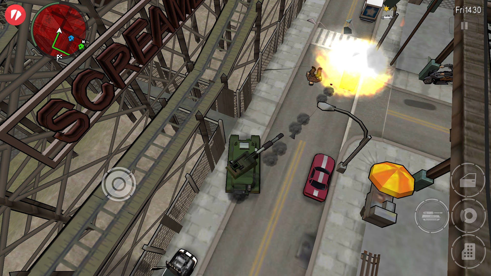 تیراندازی با تانک در خیابان‌های بازی Grand Theft Auto: Chinatown Wars