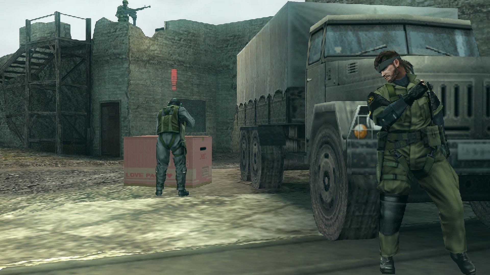 کاور گرفتن اسنیک پشت کامیون جنگی در بازی Metal Gear Solid: Peace Walker