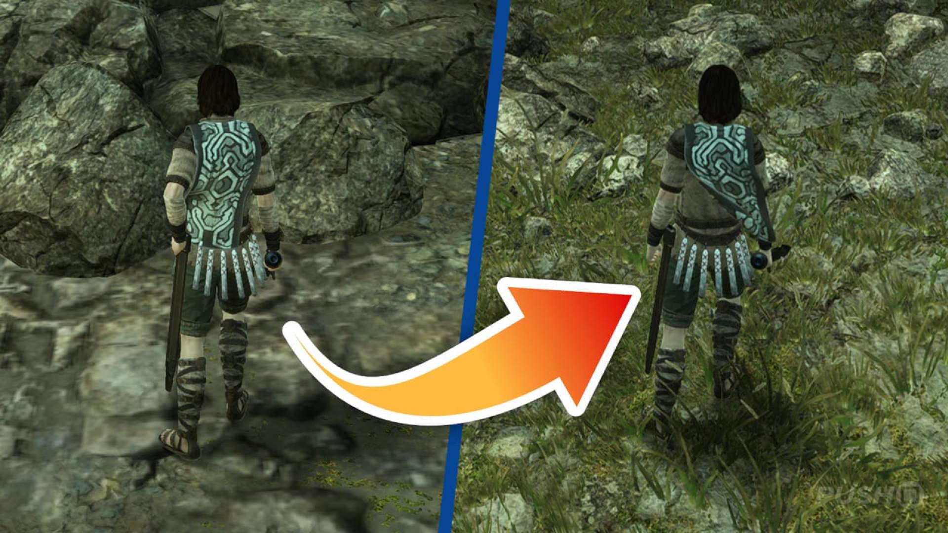 تغییر کیفیت بافت‌ها در آپدیت جدید کنسول پلی استیشن 5 در قابلیت بکوارد در بازی Shadow of the Colossus