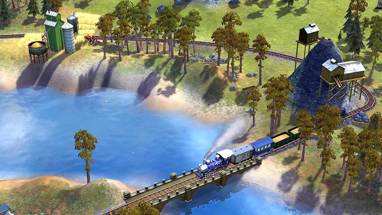 قطار روی پل روی آب در بازی Sid Meier's Railroads