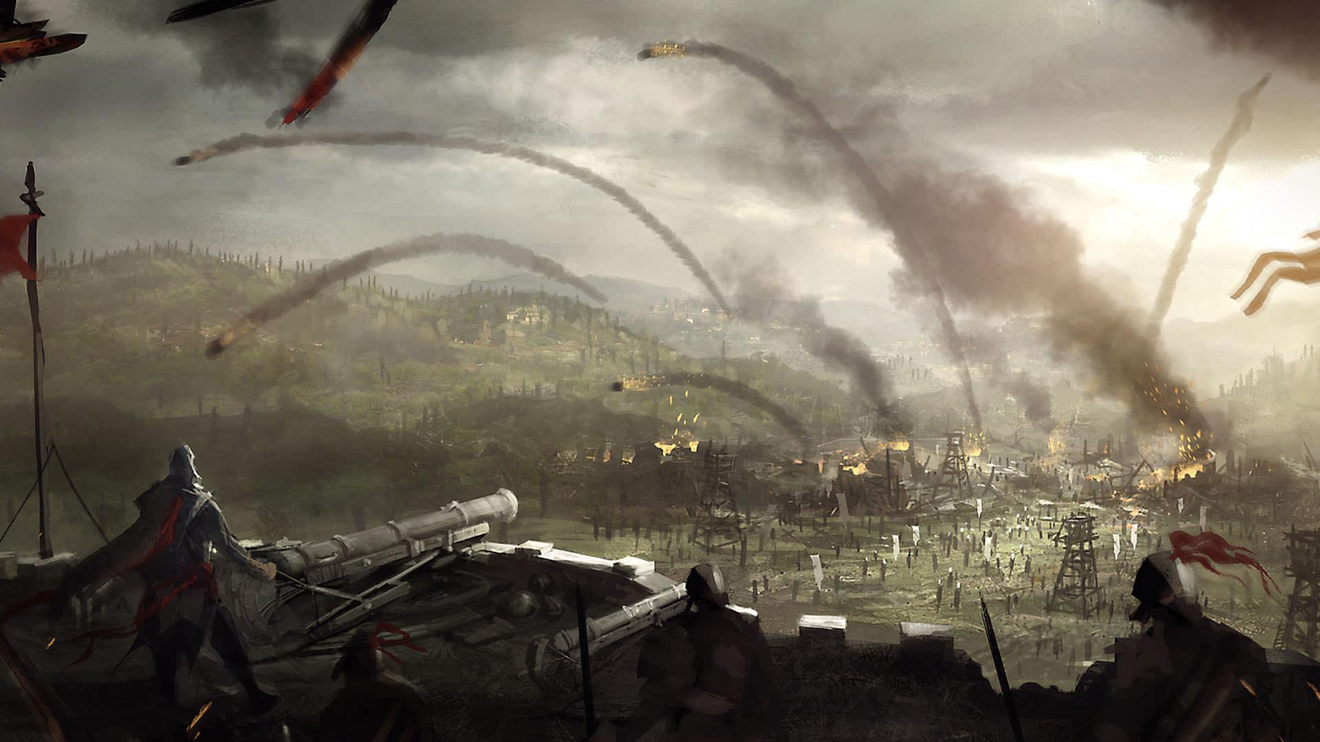تصویر هنری حمله به شهر در بازی Assassin's Creed: Brotherhood