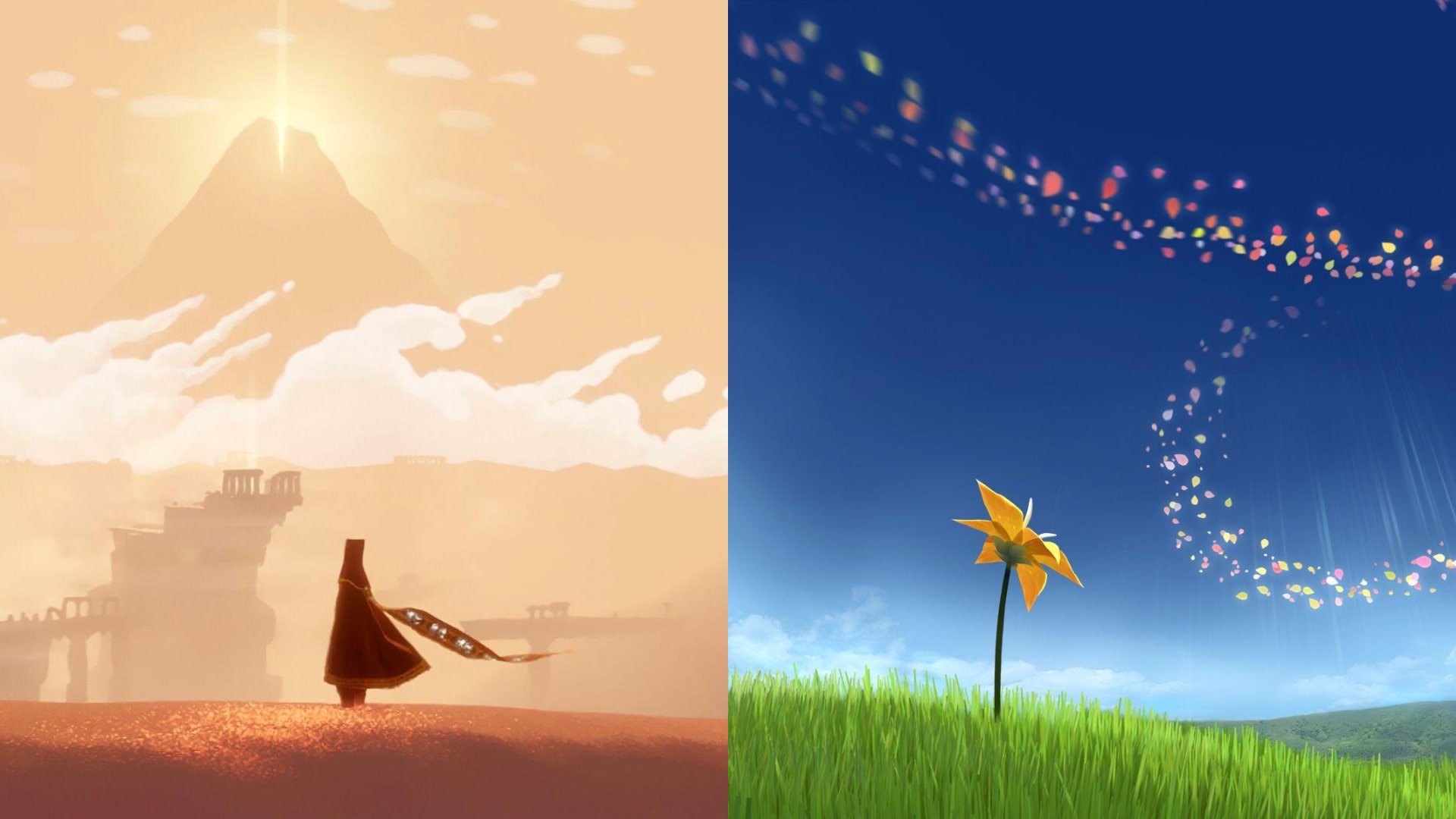تصویری از دو بازی Flower و Journey