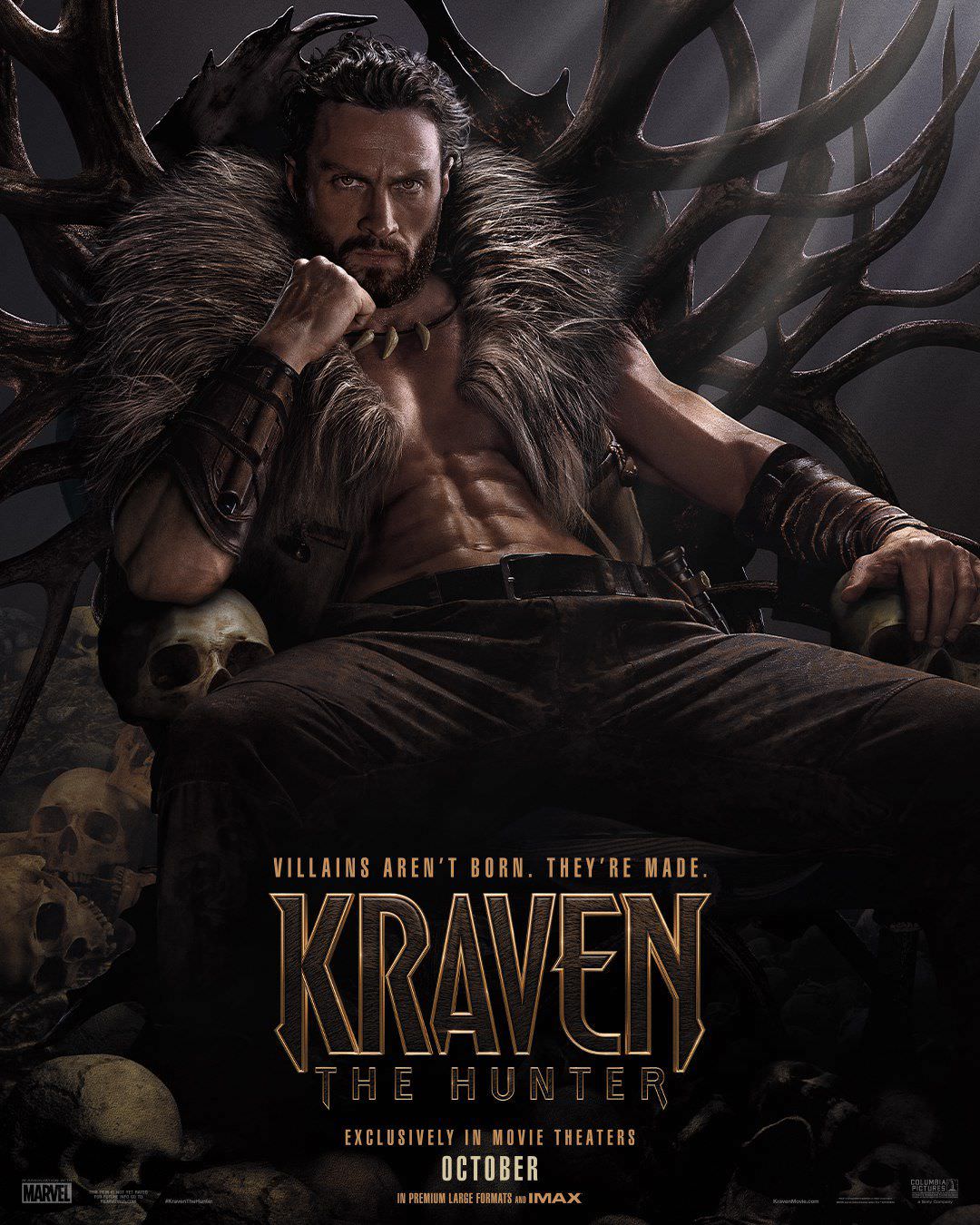 کریون شکارچی با بازی آرون تیلور جانسون در اولین پوستر فیلم Kraven the Hunter 