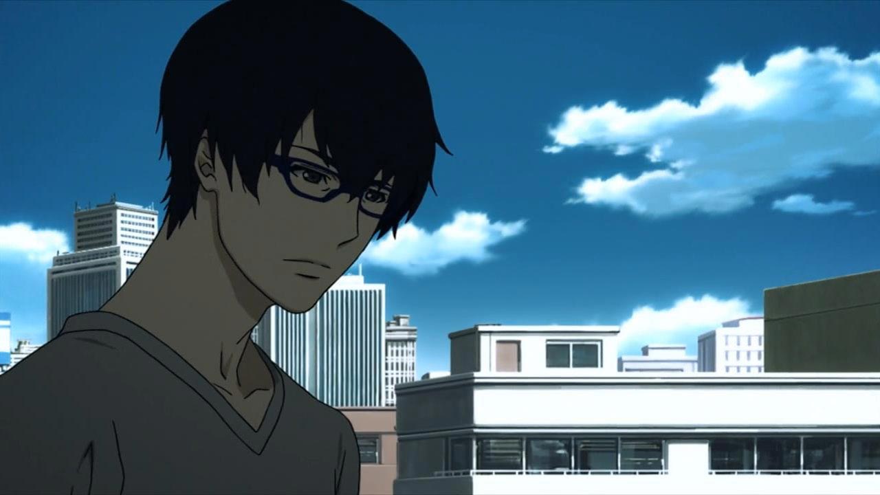 Male anime character with short black hair and glasses