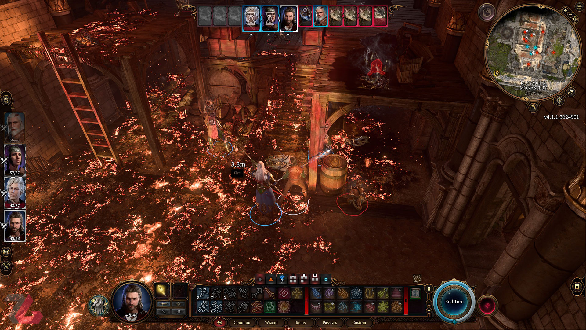 محیط مبارزه‌ای به آتش کشیده شده در Baldur's Gate 3