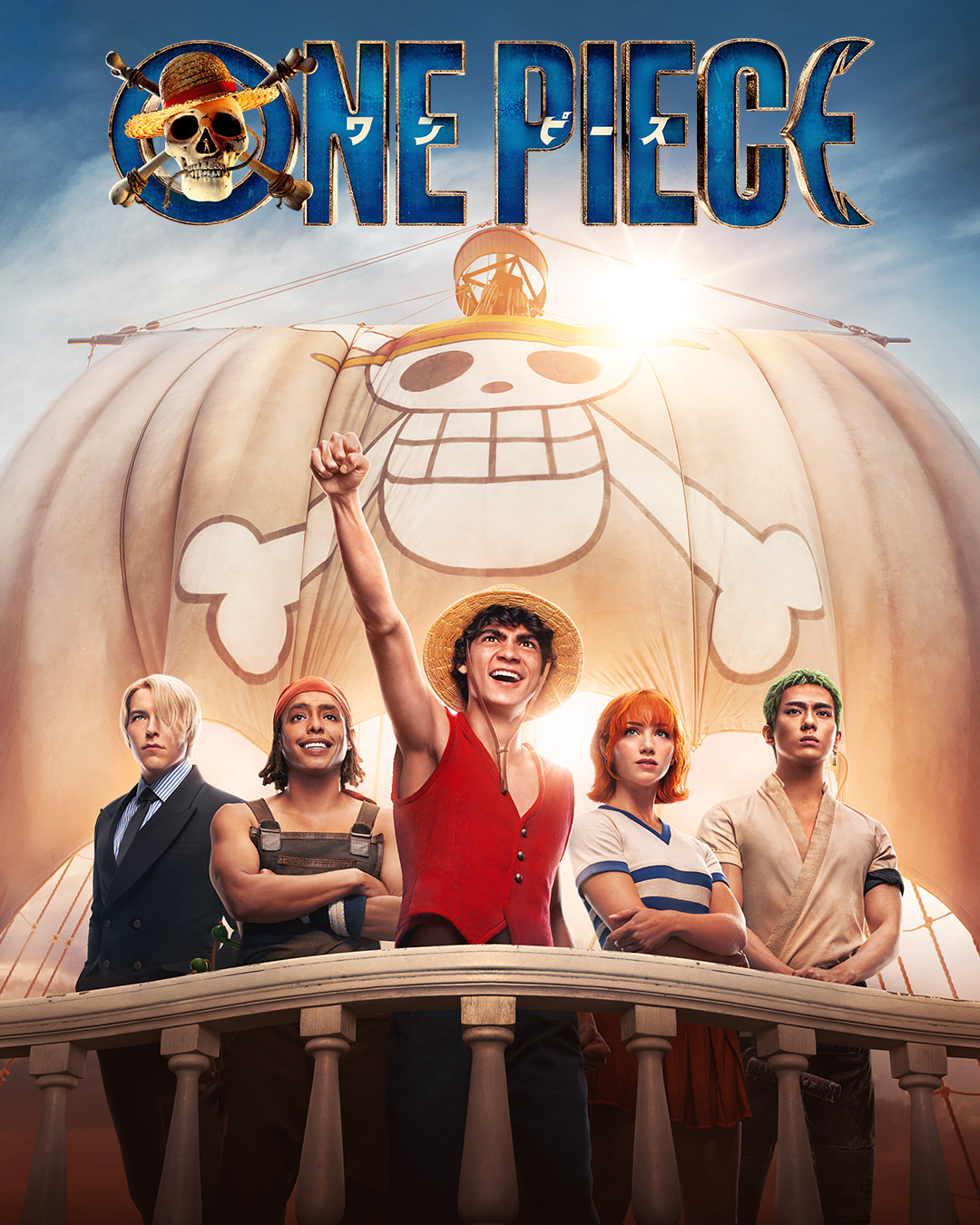 گردهم‌آیی اعضای گروه دزدان دریایی کلاه حصیری در پوستر سریال لایو-اکشن One Piece