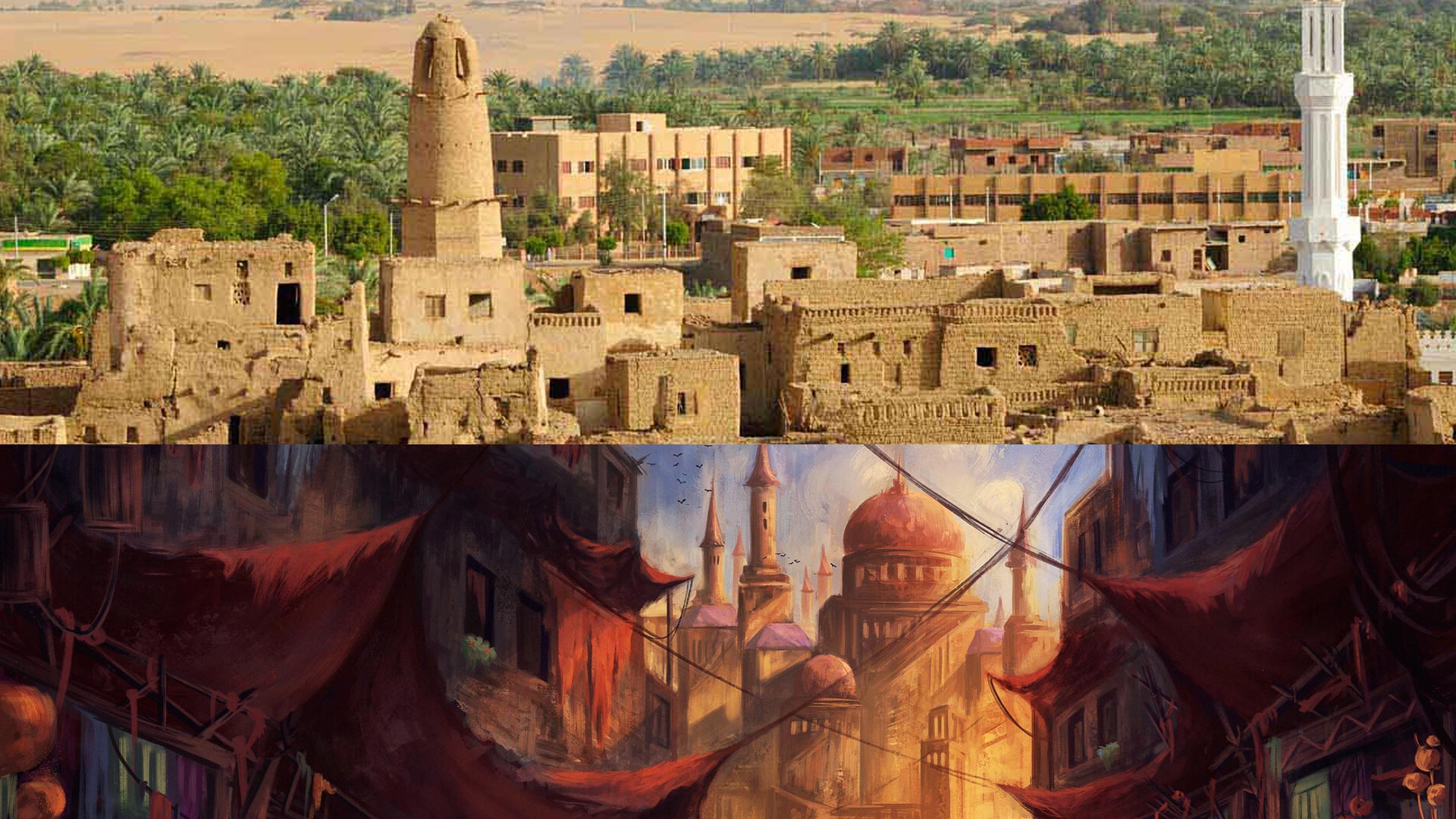 چشم انداز پادشاهی آلاباستای وان پیس با چشم انداز مناطق روستایی مصر