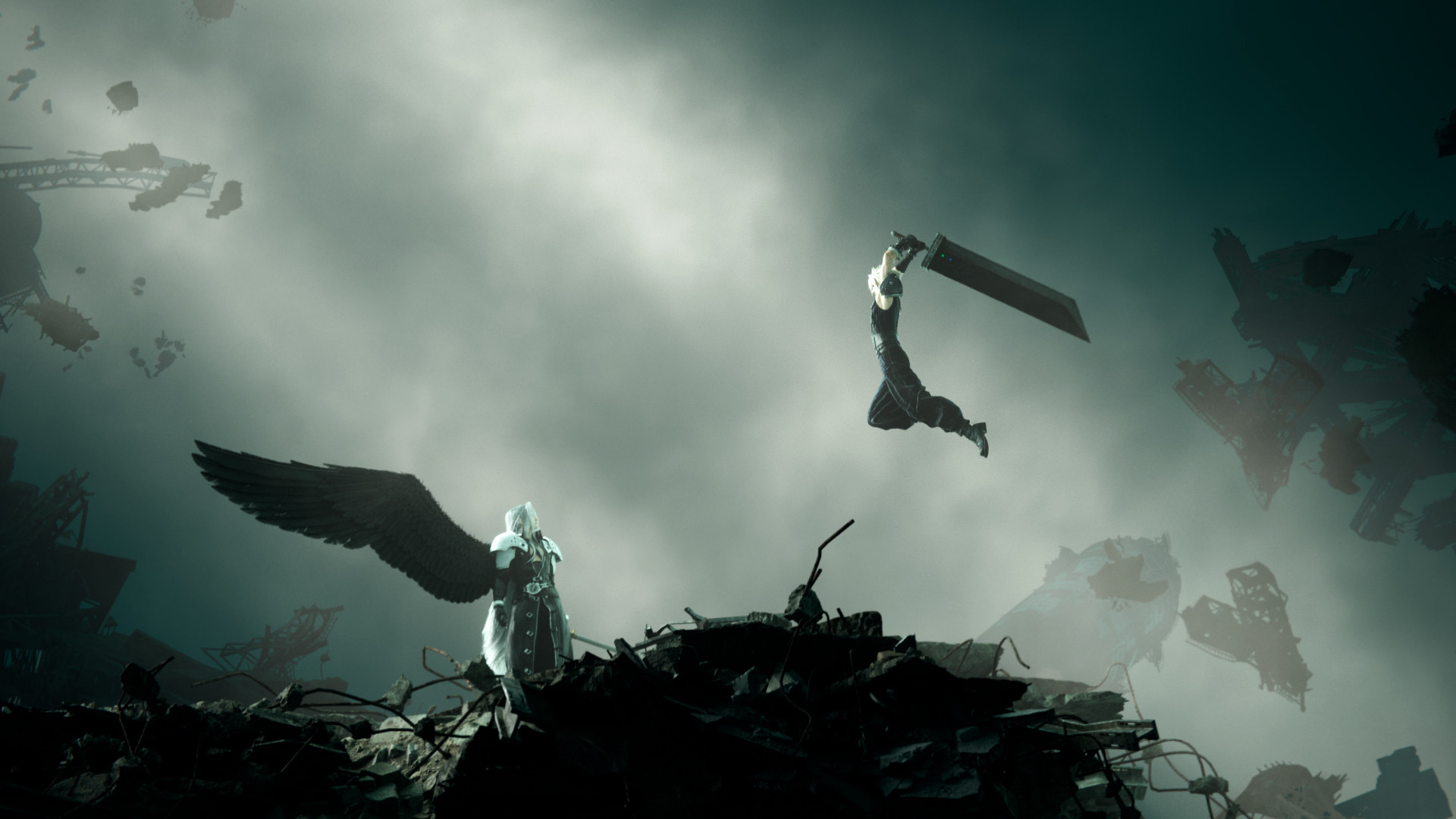 حمله کلود استرایف به سفیروث در بازی فاینال فانتزی 7 ریبرث، محصول شرکت اسکوئر انیکس برای کنسول PS5 (قسمت دوم سه‌گانه ریمیک فاینال فانتزی ۷)