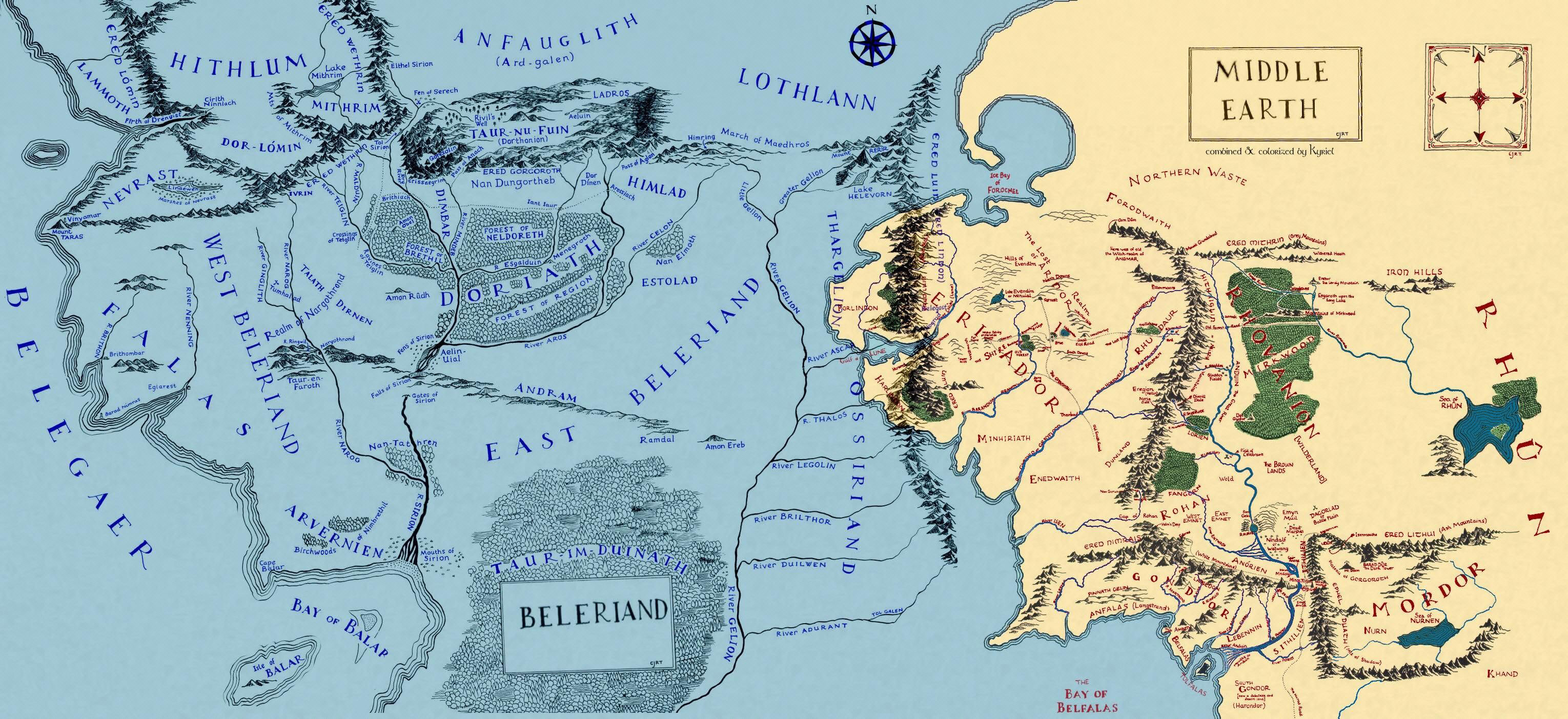 نقشه سرزمین میانه، دوران اول ارباب حلقه ها