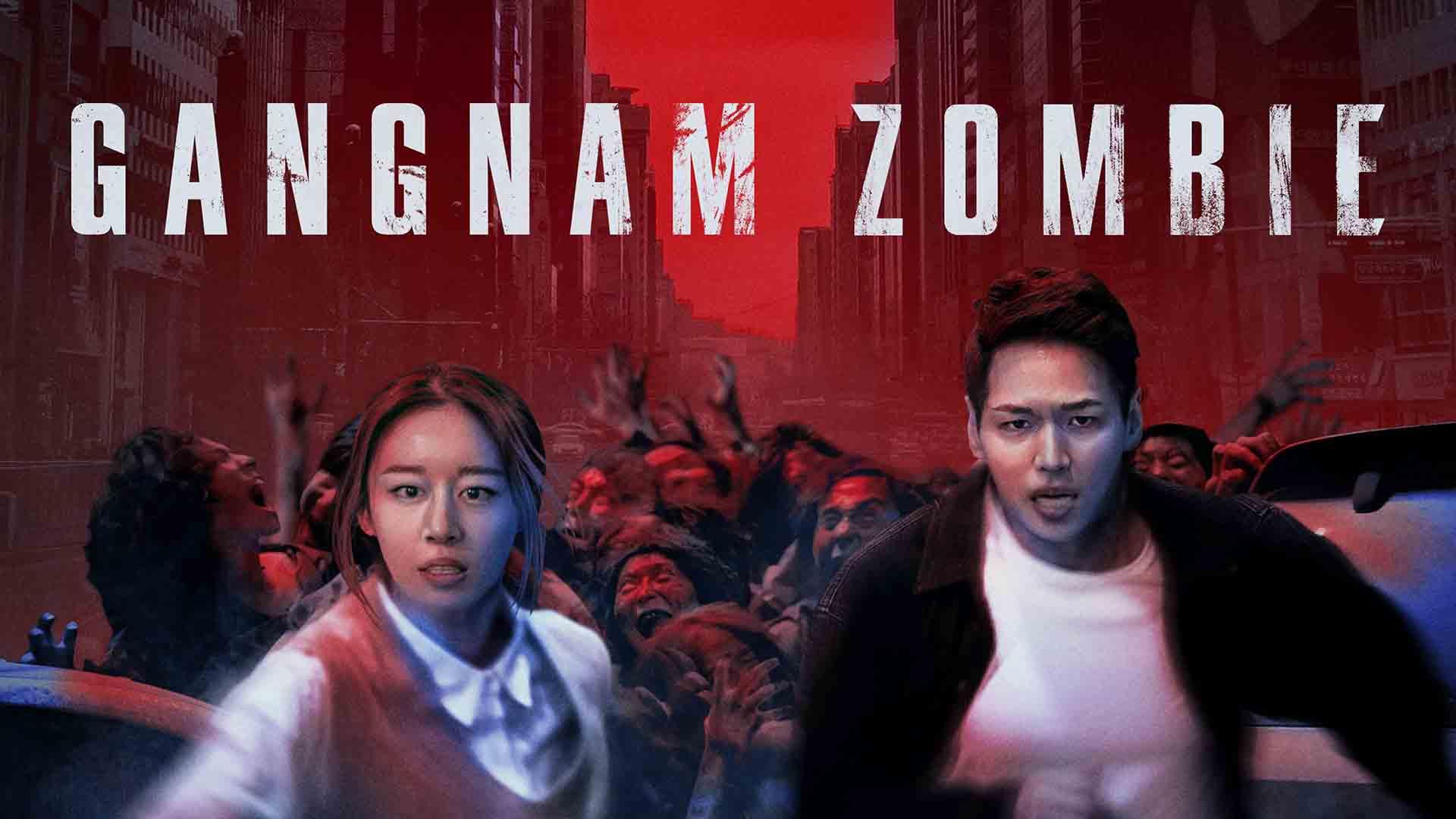 دختر و پسری در حال فرار از زامبی‌ها در فیلم Gangnam Zombie