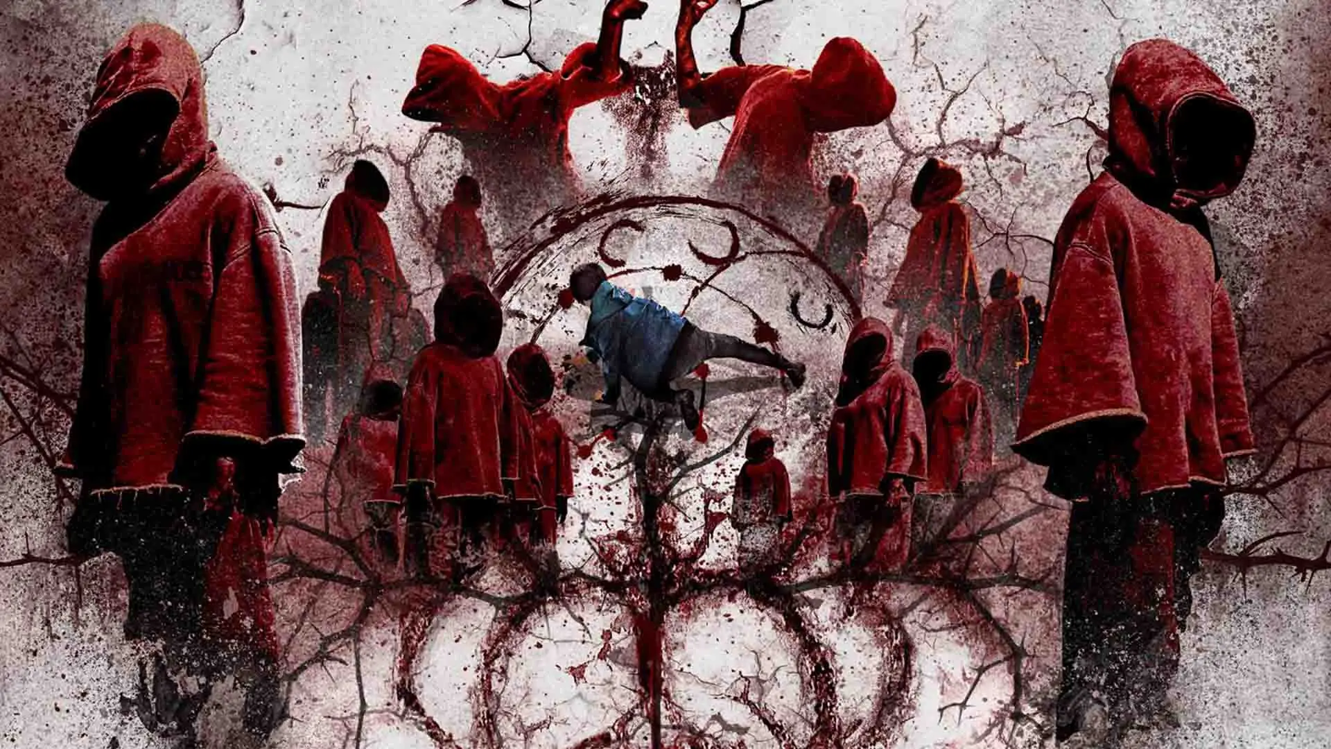 کاراکترهایی با لباس و کلاه قرمز در پوستر فیلم The Cursed: Dead Man’s Prey