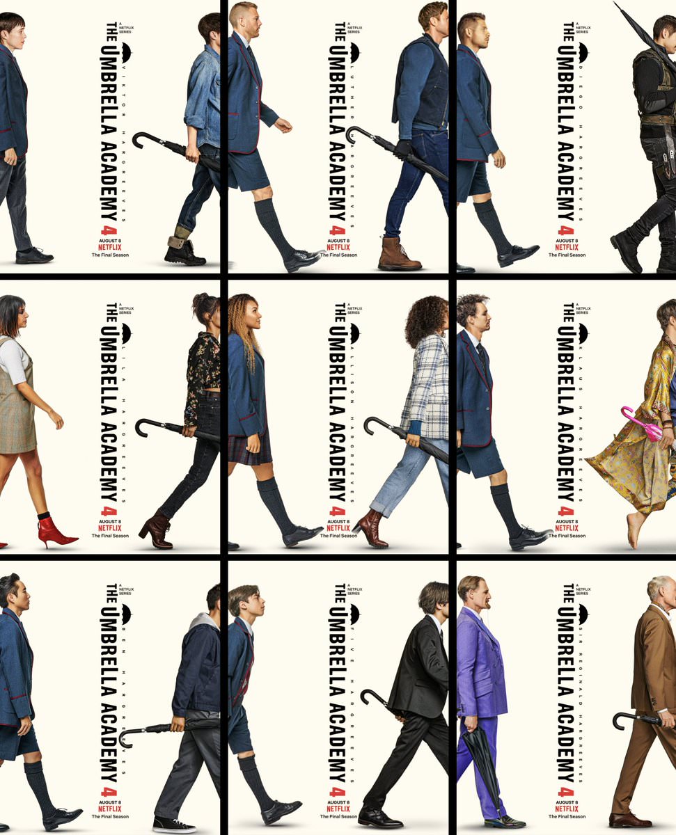 پوستر شخصیت های فصل چهارم و آخر سریال The Umbrella Academy