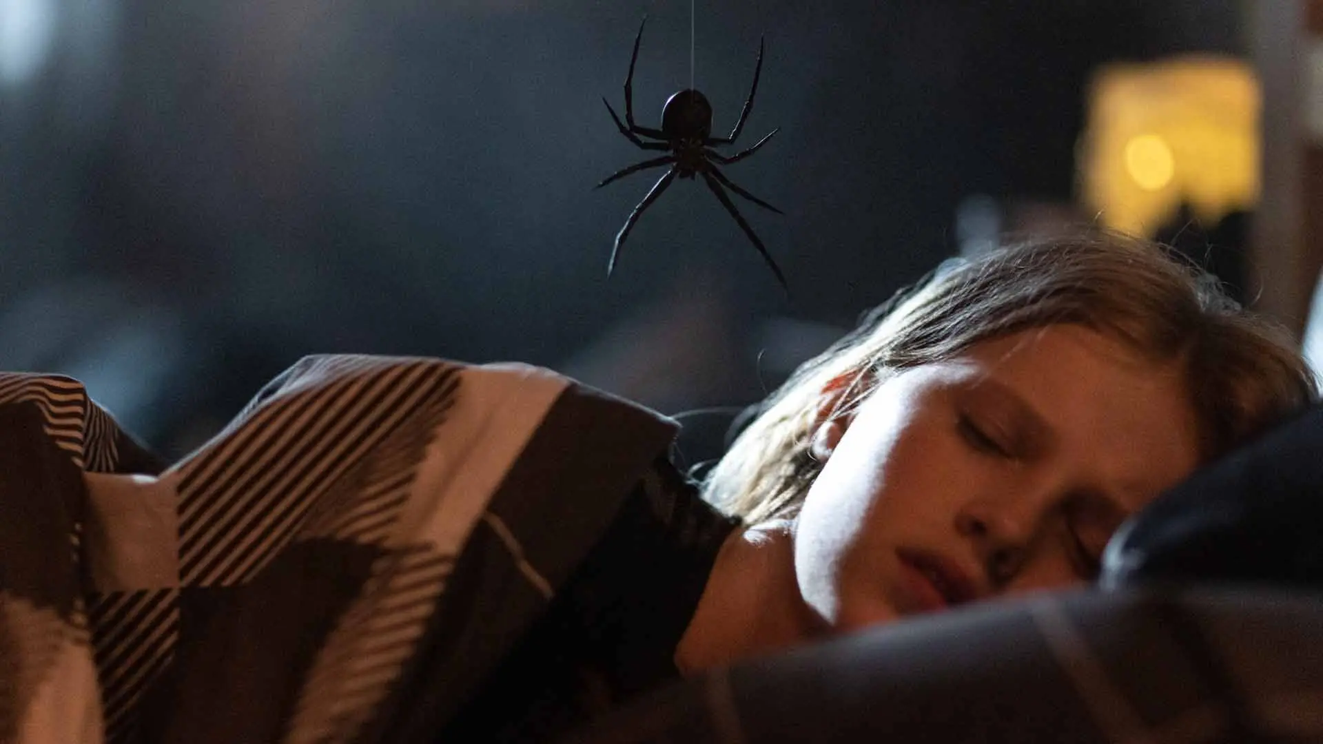 عنکبوتی در فیلم Sting در حال نزدیک شدن به یک دختربچه