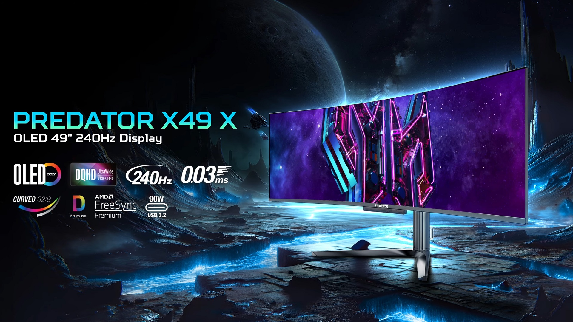 ایسر مانیتور گیمینگ فوق عریض Predator X49 X با پنل QD-OLED را معرفی کرد