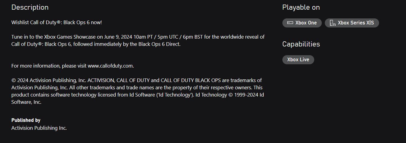 صفحه Call of Duty: Black Ops 6 در فروشگاه Xbox