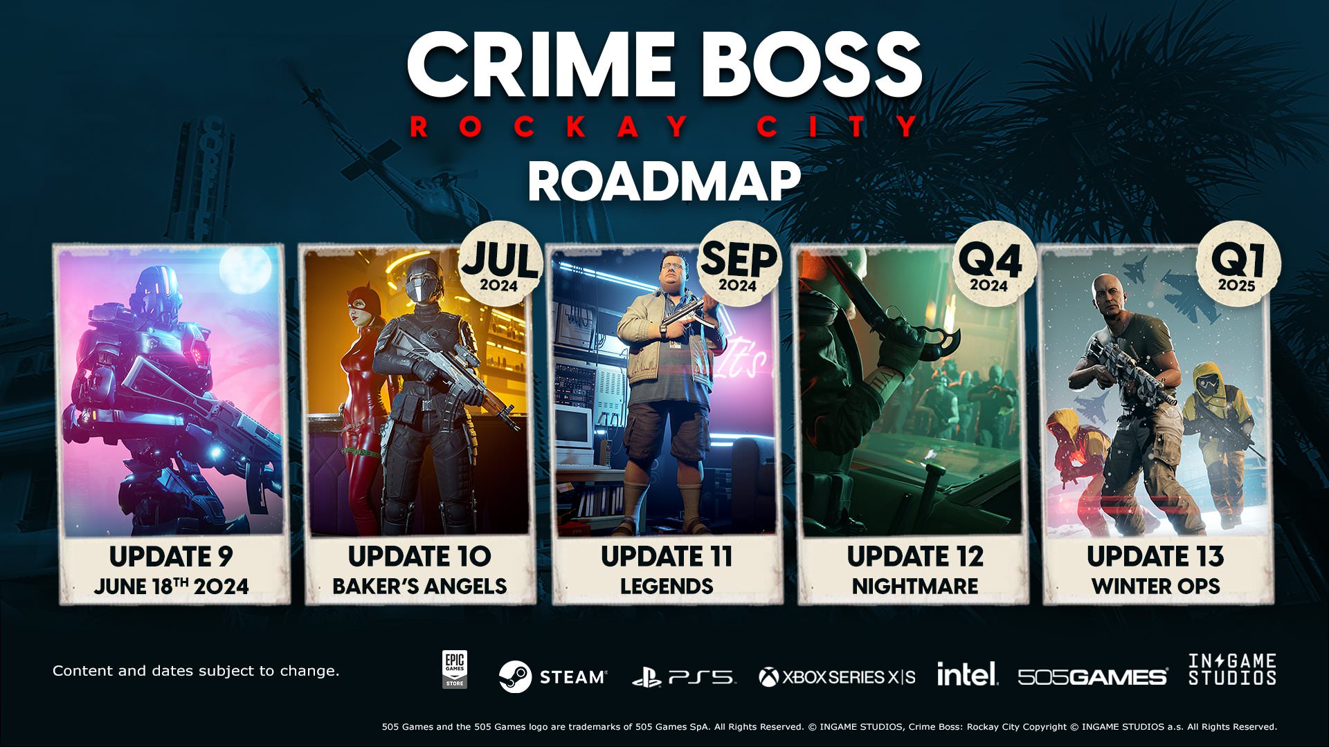 برنامه زمانی انتشار محتویات آتی بازی Crime Boss: Rockay City 
