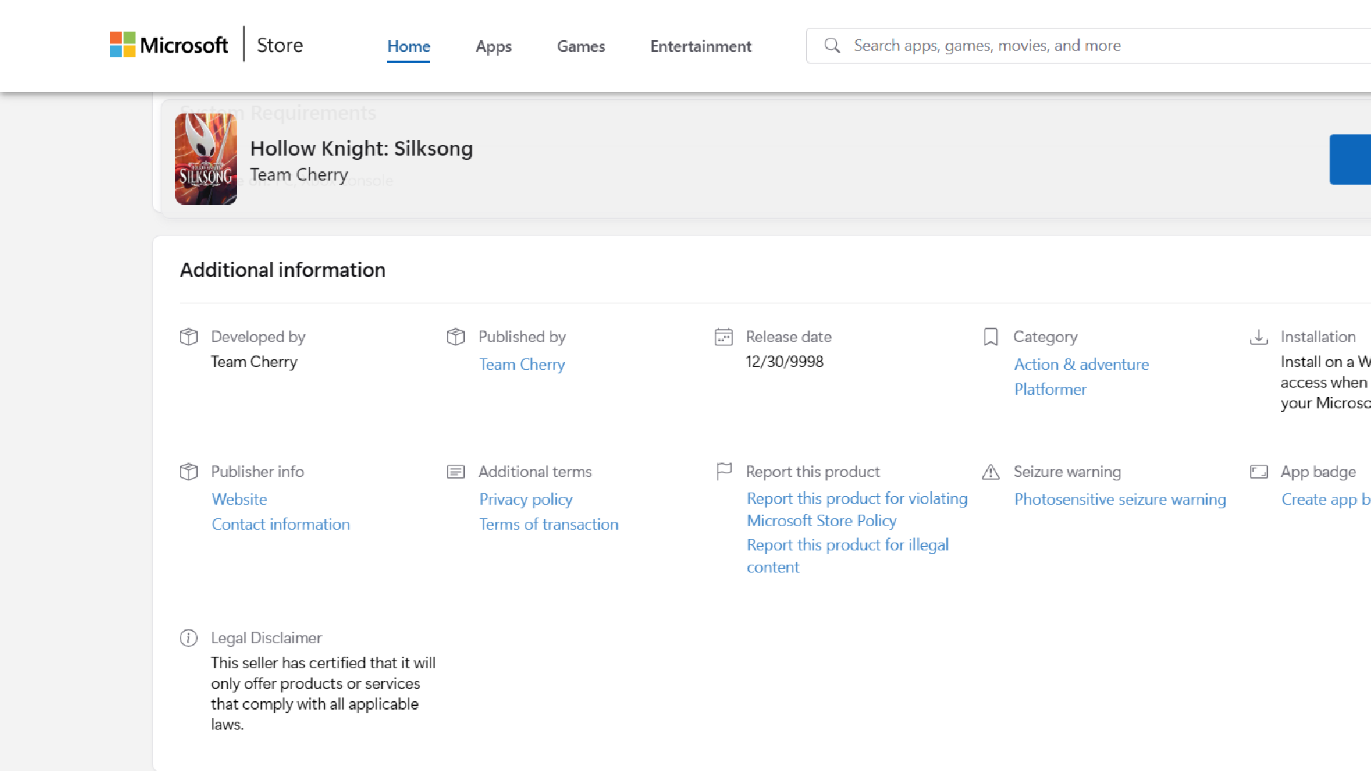 تاریخ انتشار اشتباه Hollow Knight: Silksong در فروشگاه مایکروسافت