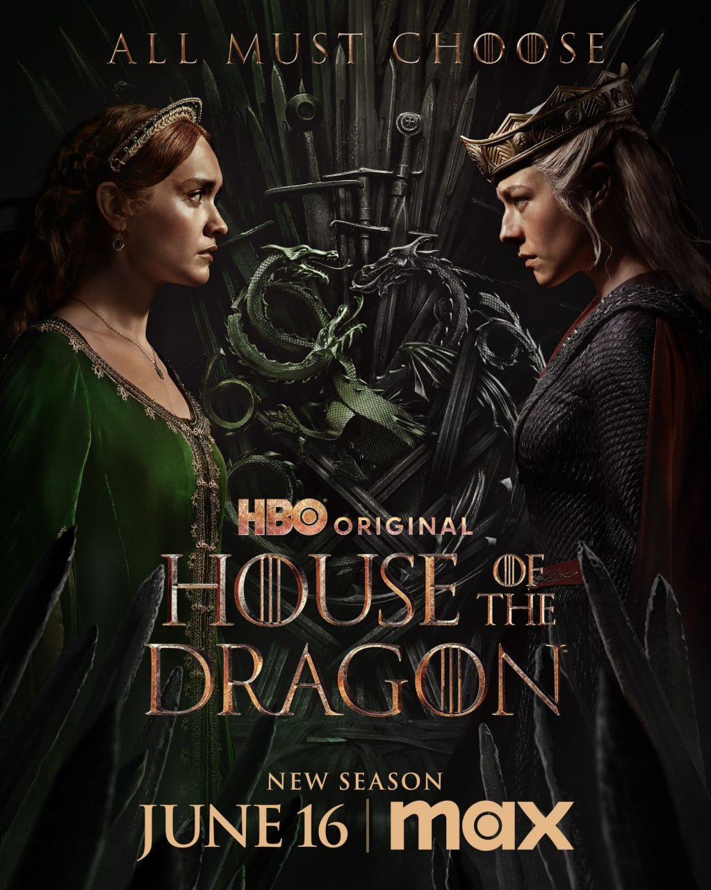 رینیرا تارگرین در برابر آلیسنت های‌تاور در پوستر رسمی سریال خاندان اژدها